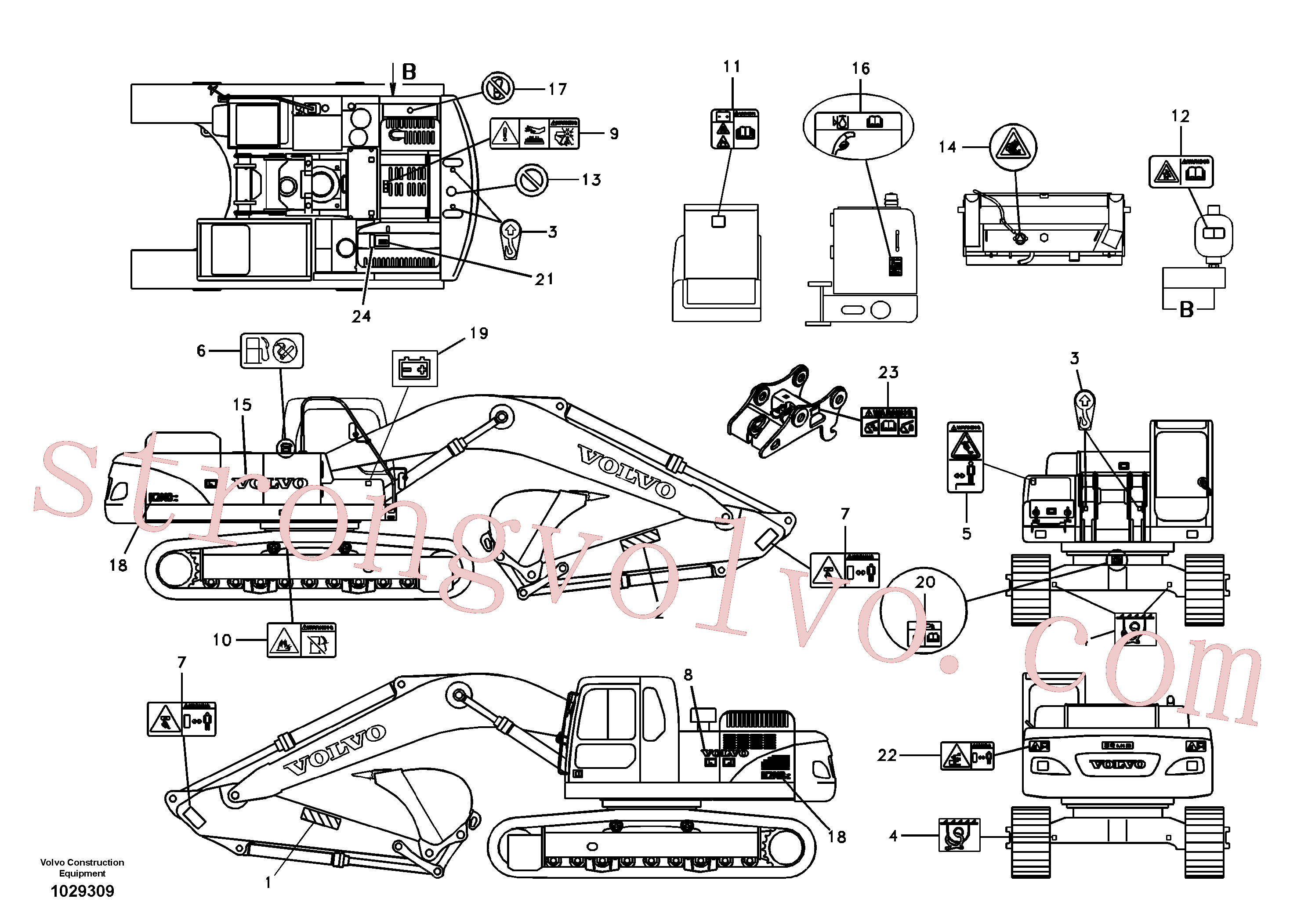 VOE14512078 Volvo Etiqueta adesiva, localização exterior(1029309 Montagem)