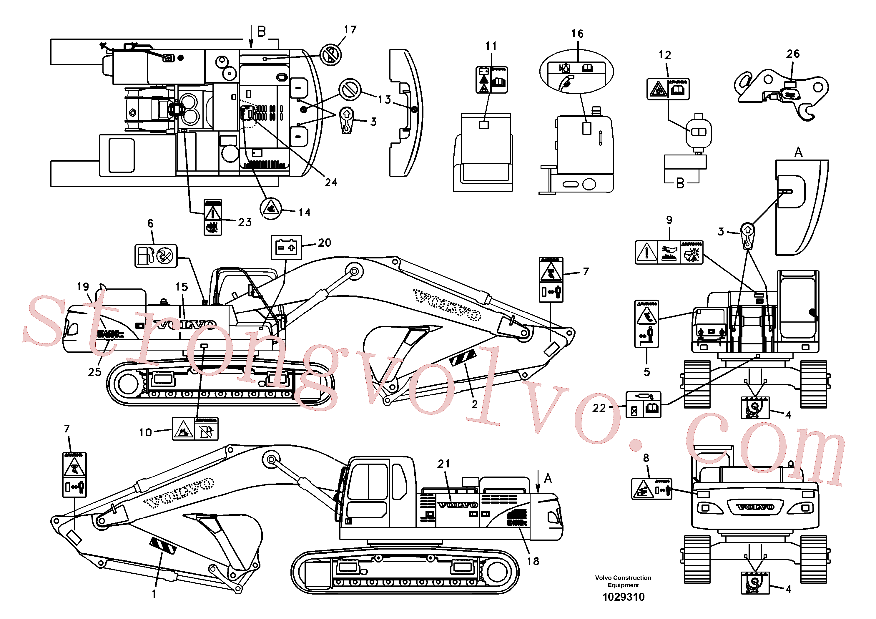 VOE14512078 Volvo Etiqueta adesiva, localização exterior(1029310 Montagem)