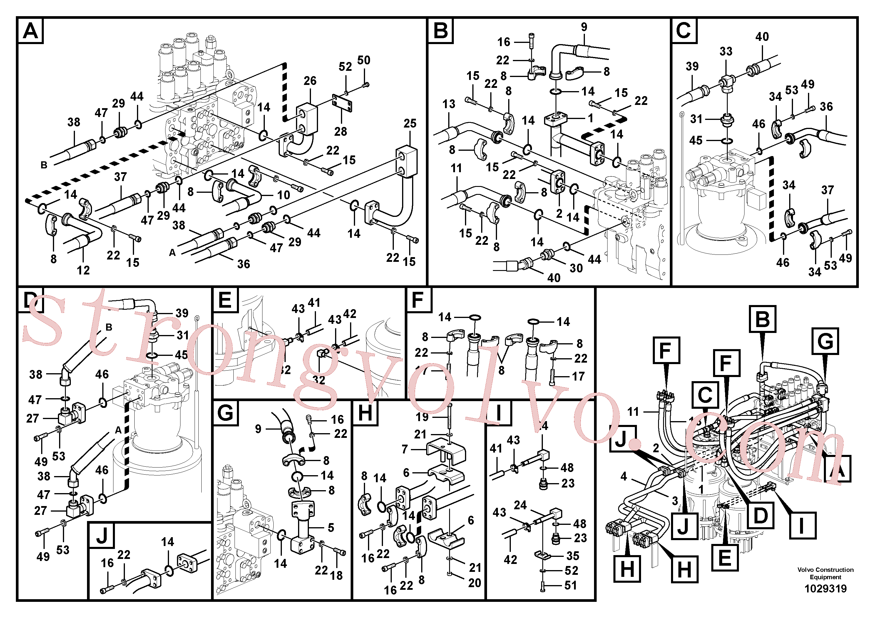 VOE14880953 Volvo Sistema hidráulico, válvula de comando da lança e articulação(1029319 Montagem)