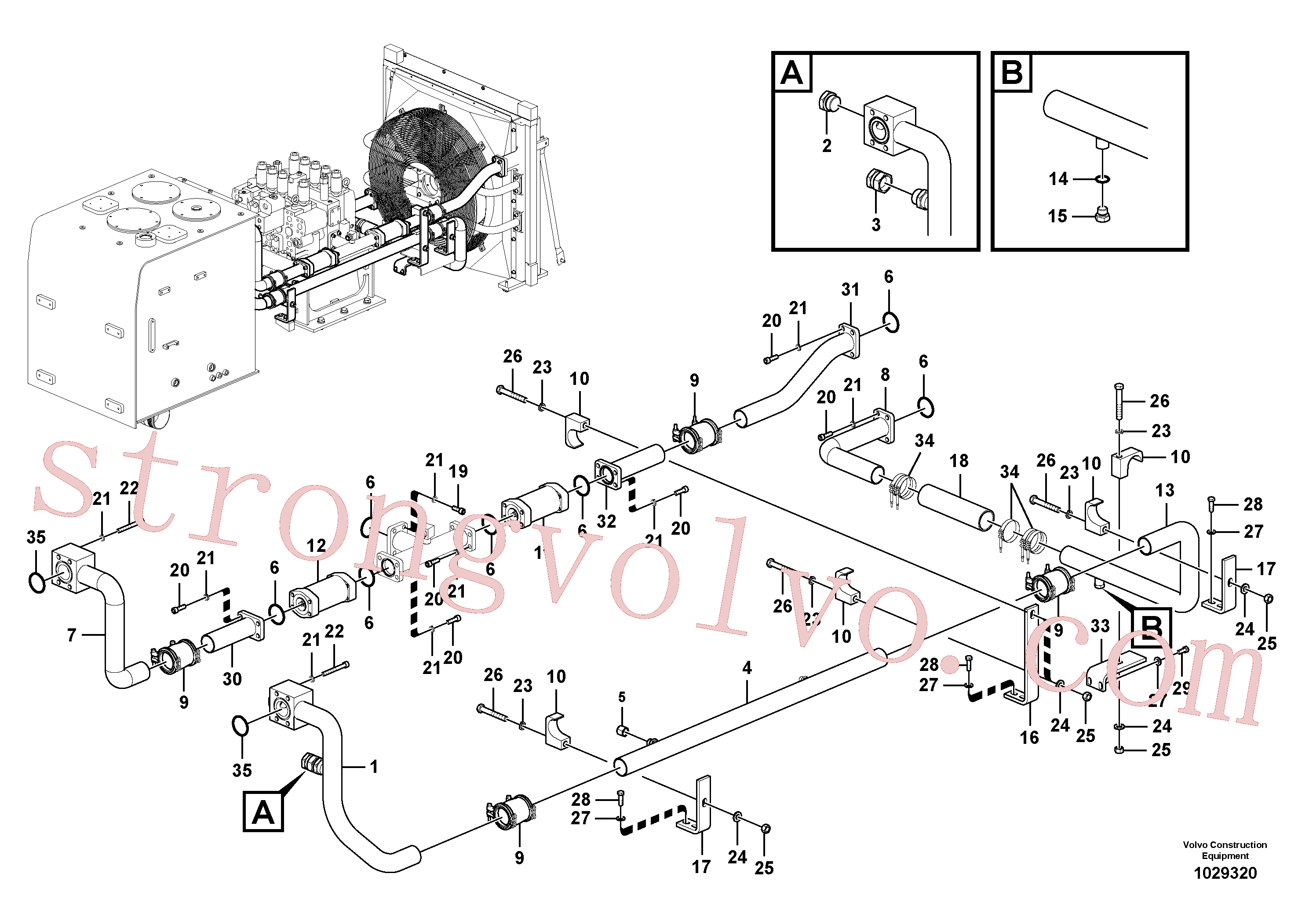 SA9411-92980 Volvo Sistema hidráulico, tanque hidráulico para o refrigerador de óleo hidráulico(1029320 Montagem)