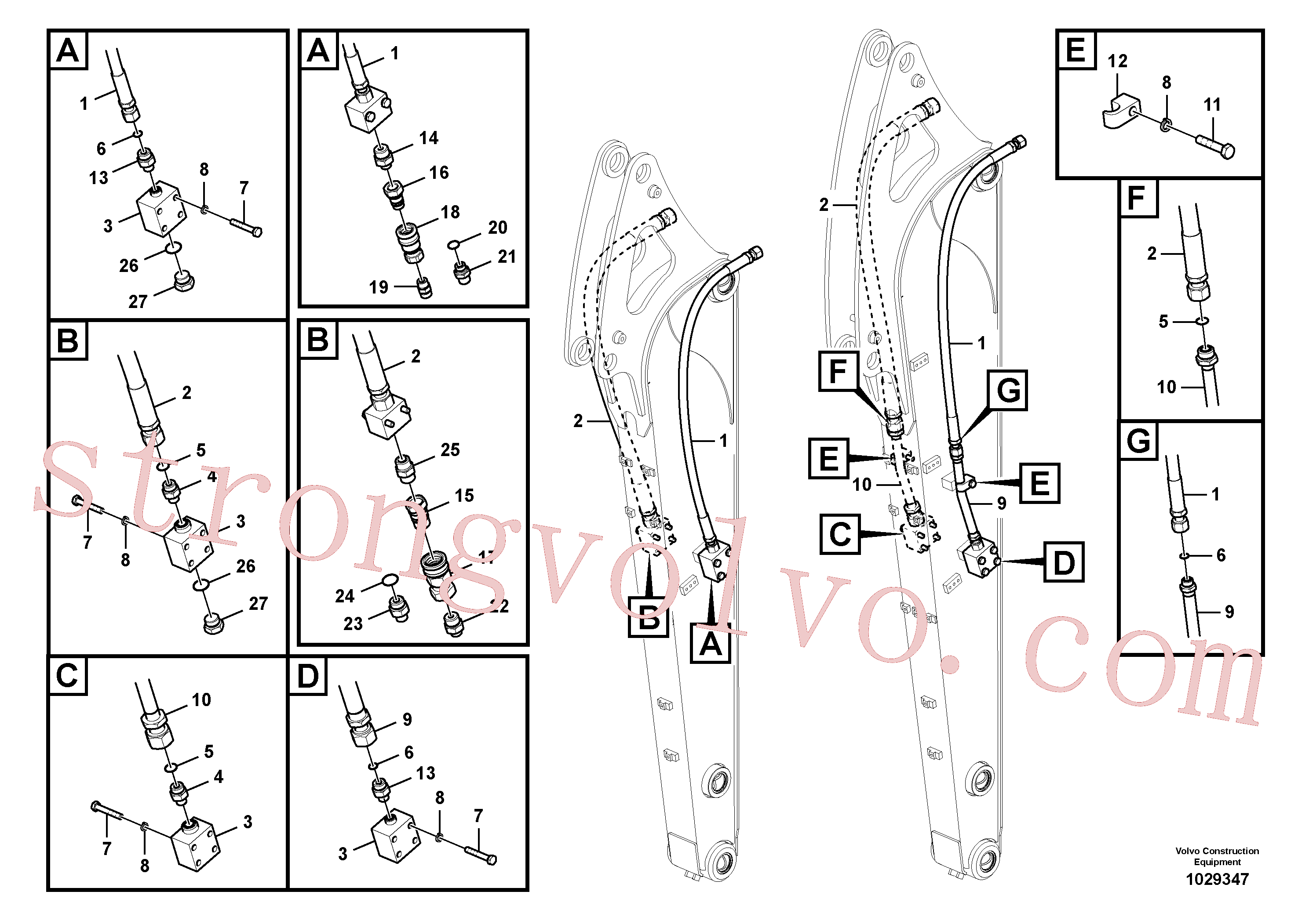 VOE14586820 Volvo Hidráulica de serviço, martelo e cortador para braço de afundamento(1029347 Montagem)