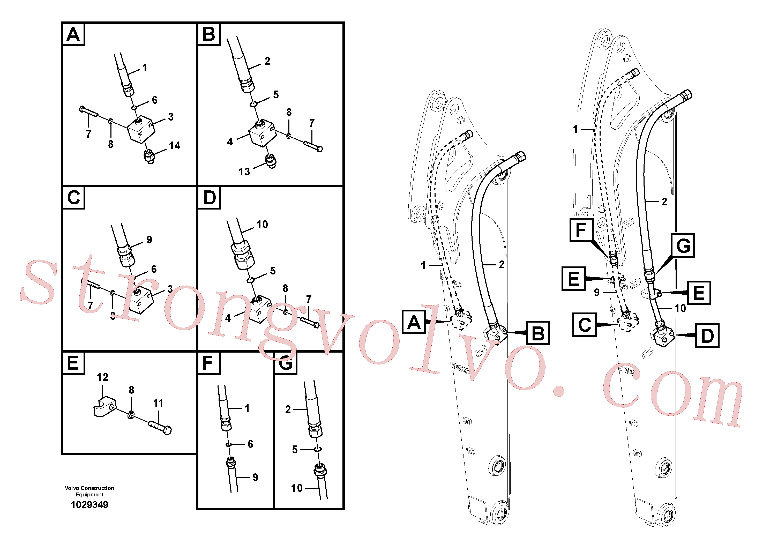 VOE14587008 Volvo Hidráulica de serviço, martelo e cortador para braço de afundamento(1029349 Montagem)