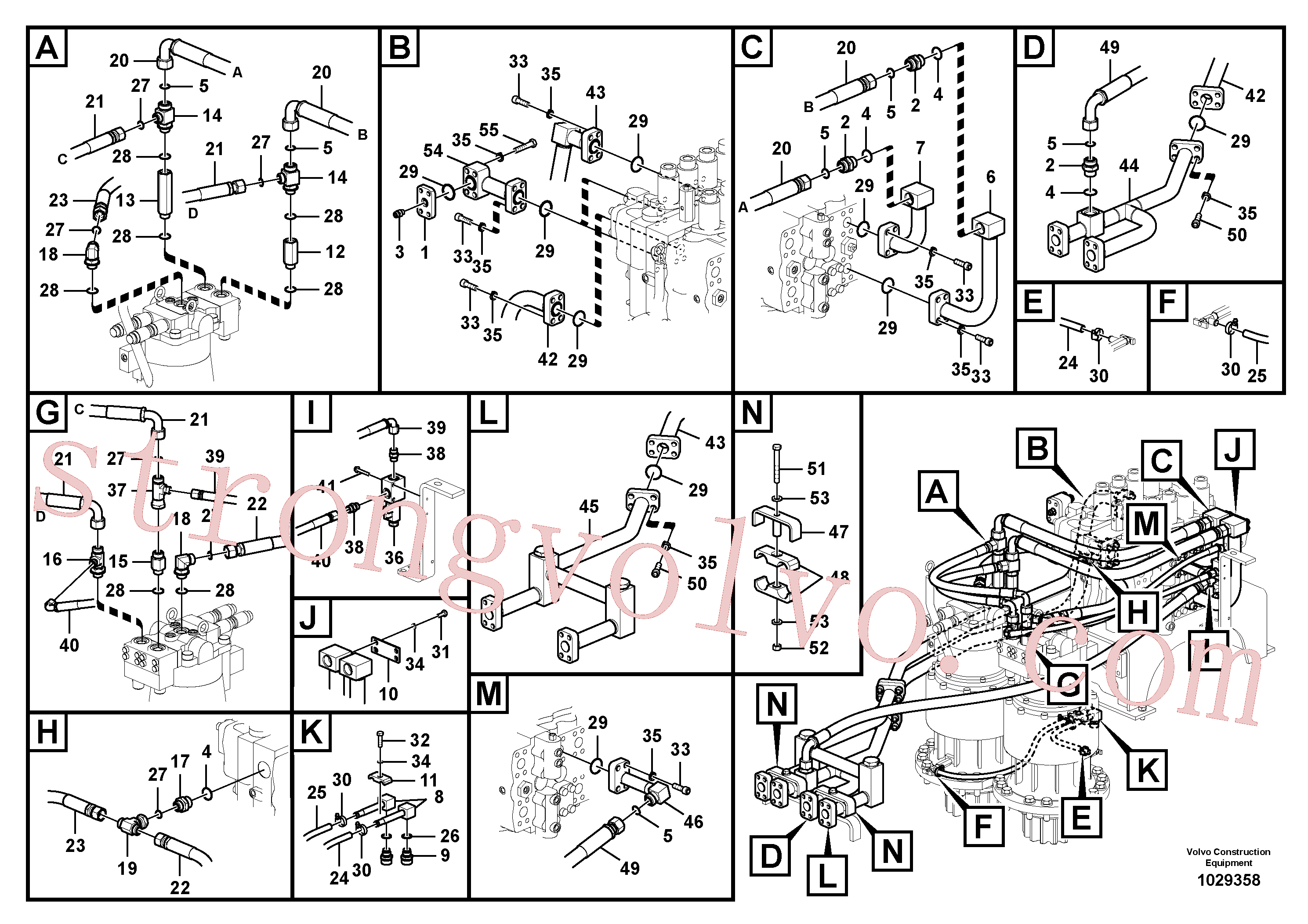 VOE936311 Volvo Sistema hidráulico, válvula de comando da lança e articulação(1029358 Montagem)