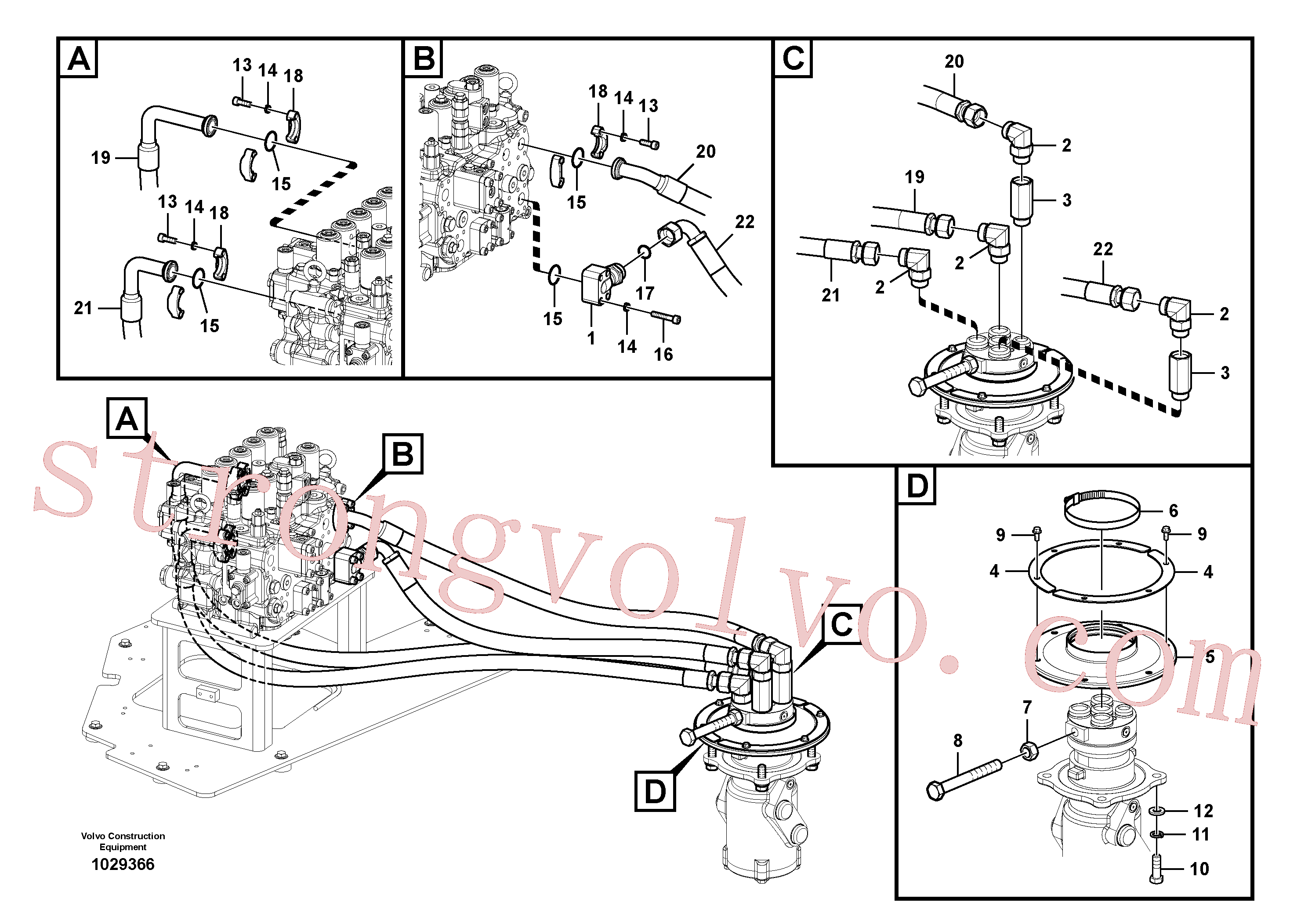 VOE14567457 Volvo Linha da rótula, válvula de comando à rótula(1029366 Montagem)