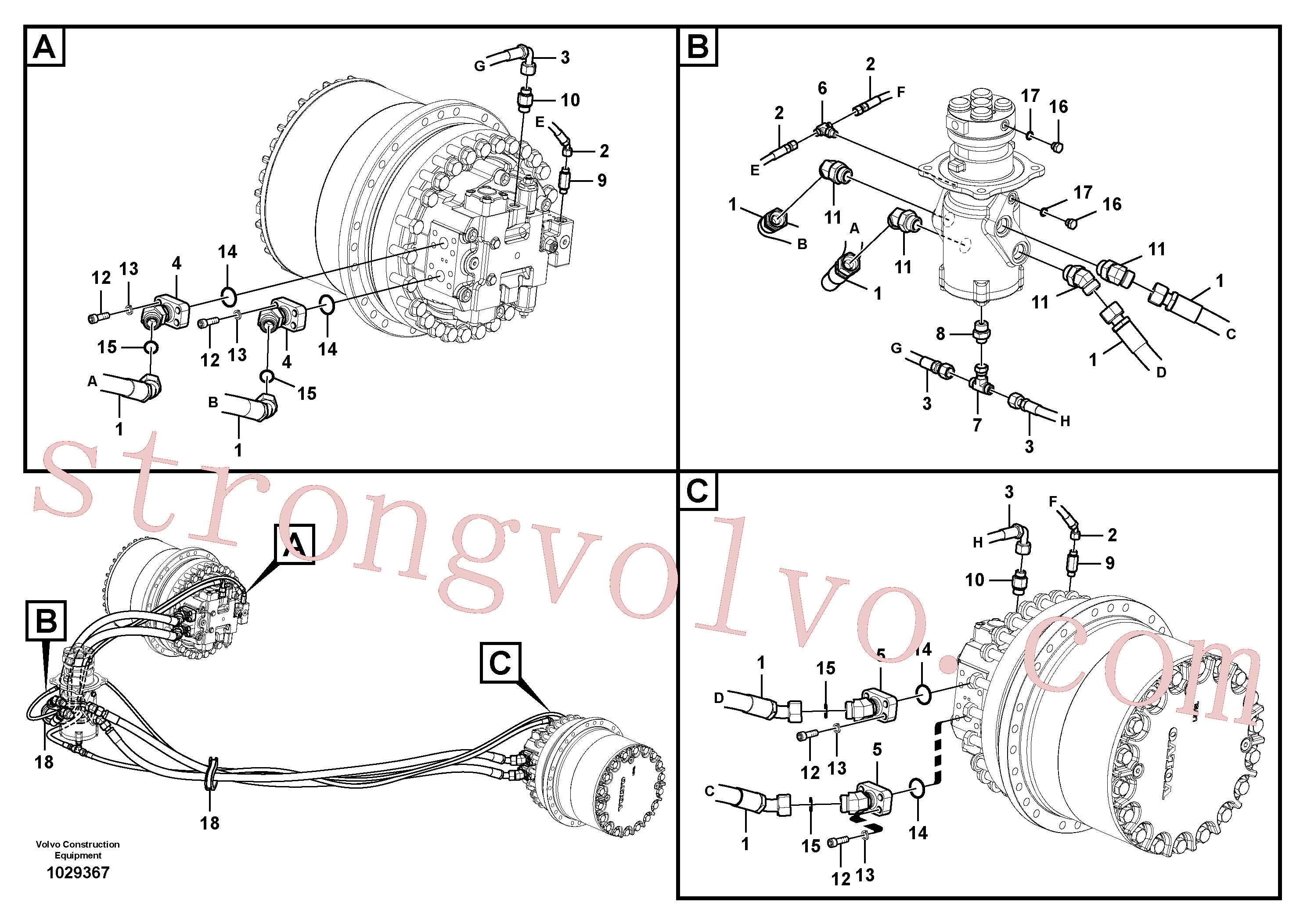 VOE14514015 Volvo Linha da rótula, rótula ao motor de curso(1029367 Montagem)
