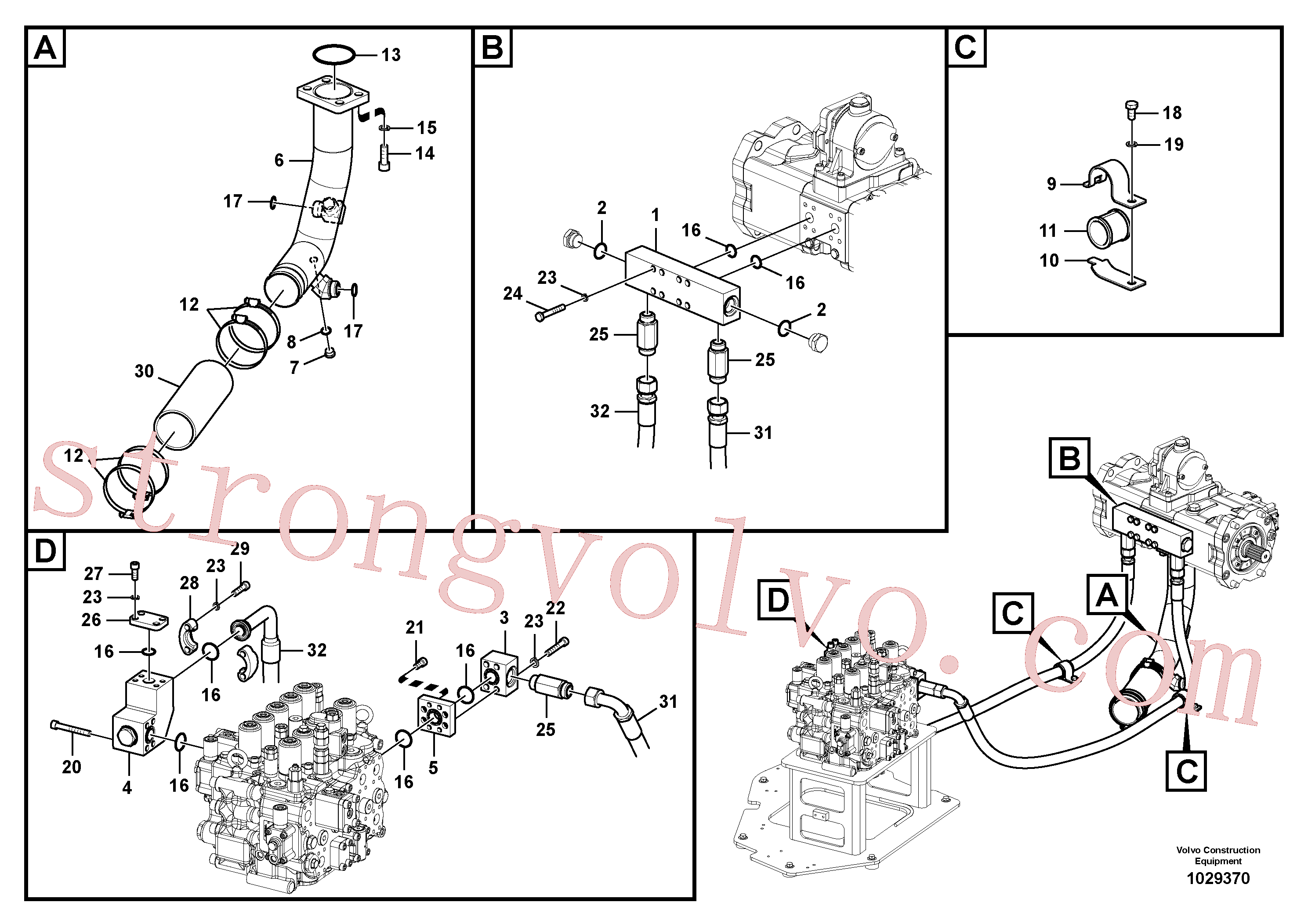 VOE14533500 Volvo Sistema hidráulico, tanque hidráulico para a bomba hidráulica(1029370 Montagem)