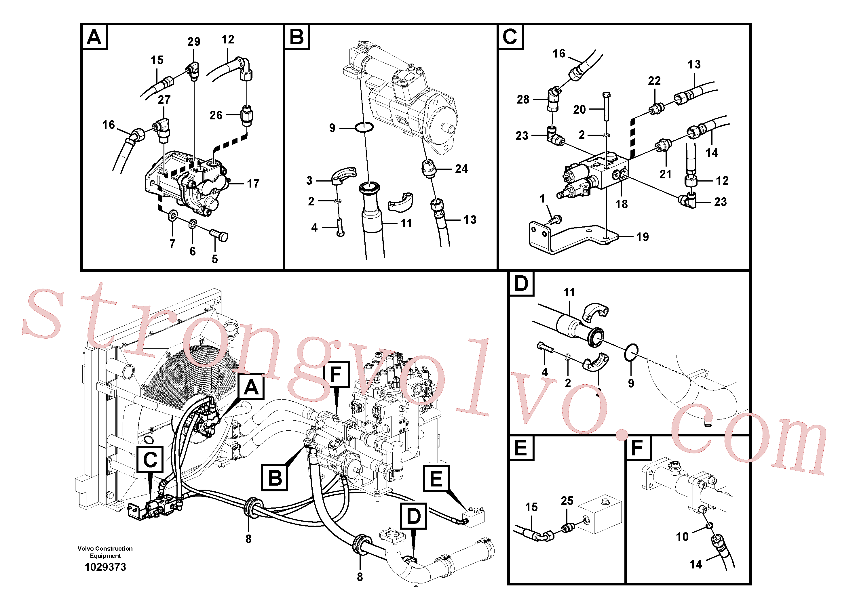 VOE15016427 Volvo Sistema hidráulico, sistema refrigerante do óleo(1029373 Montagem)