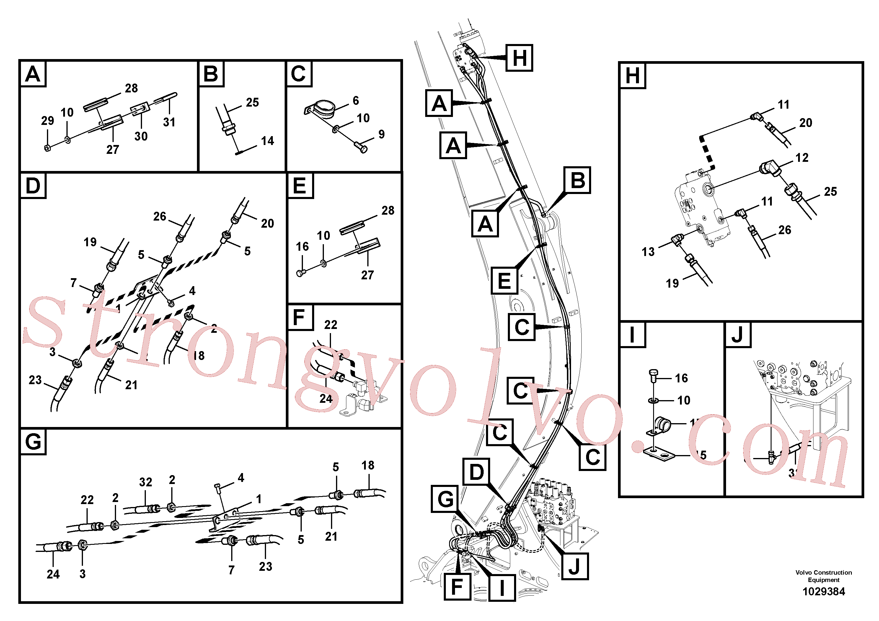 VOE15001626 Volvo Hidráulica de serviço, ruptura do braço de afundamento(1029384 Montagem)
