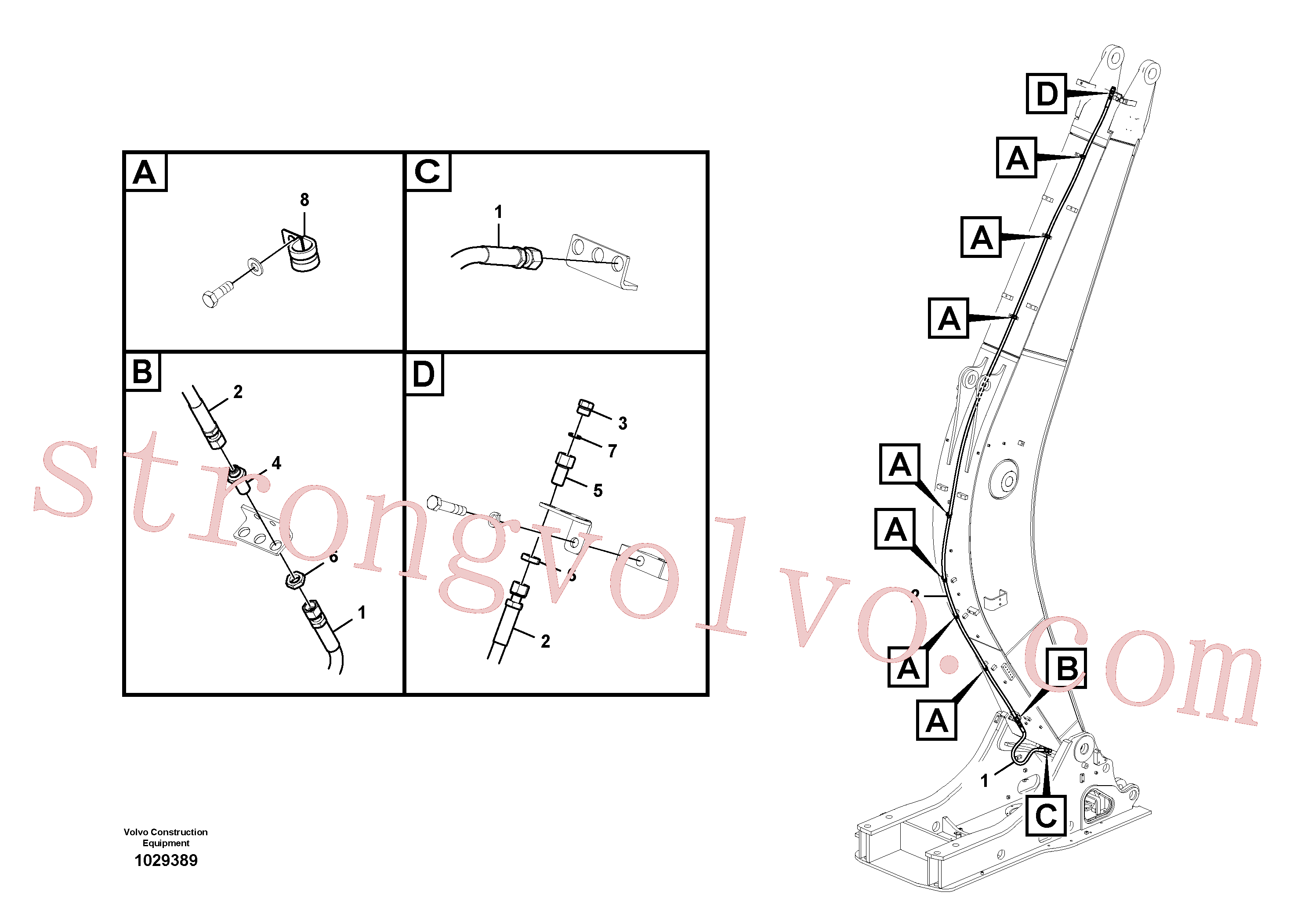 VOE15041497 Volvo Hidráulica de serviço, fuga de óleo na lança(1029389 Montagem)