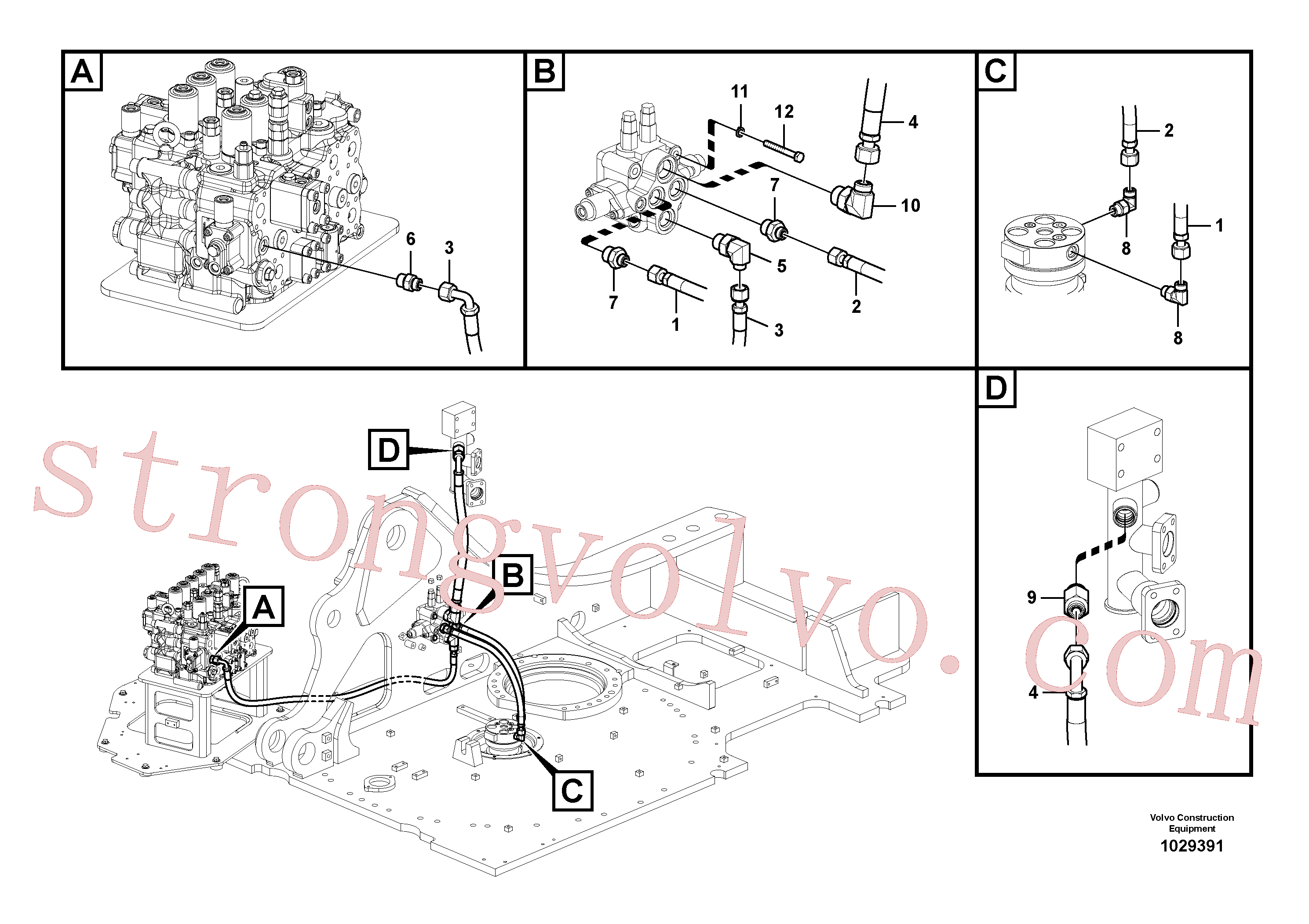 VOE937089 Volvo Sistema hidráulico de trabalho, lâmina niveladora(1029391 Montagem)