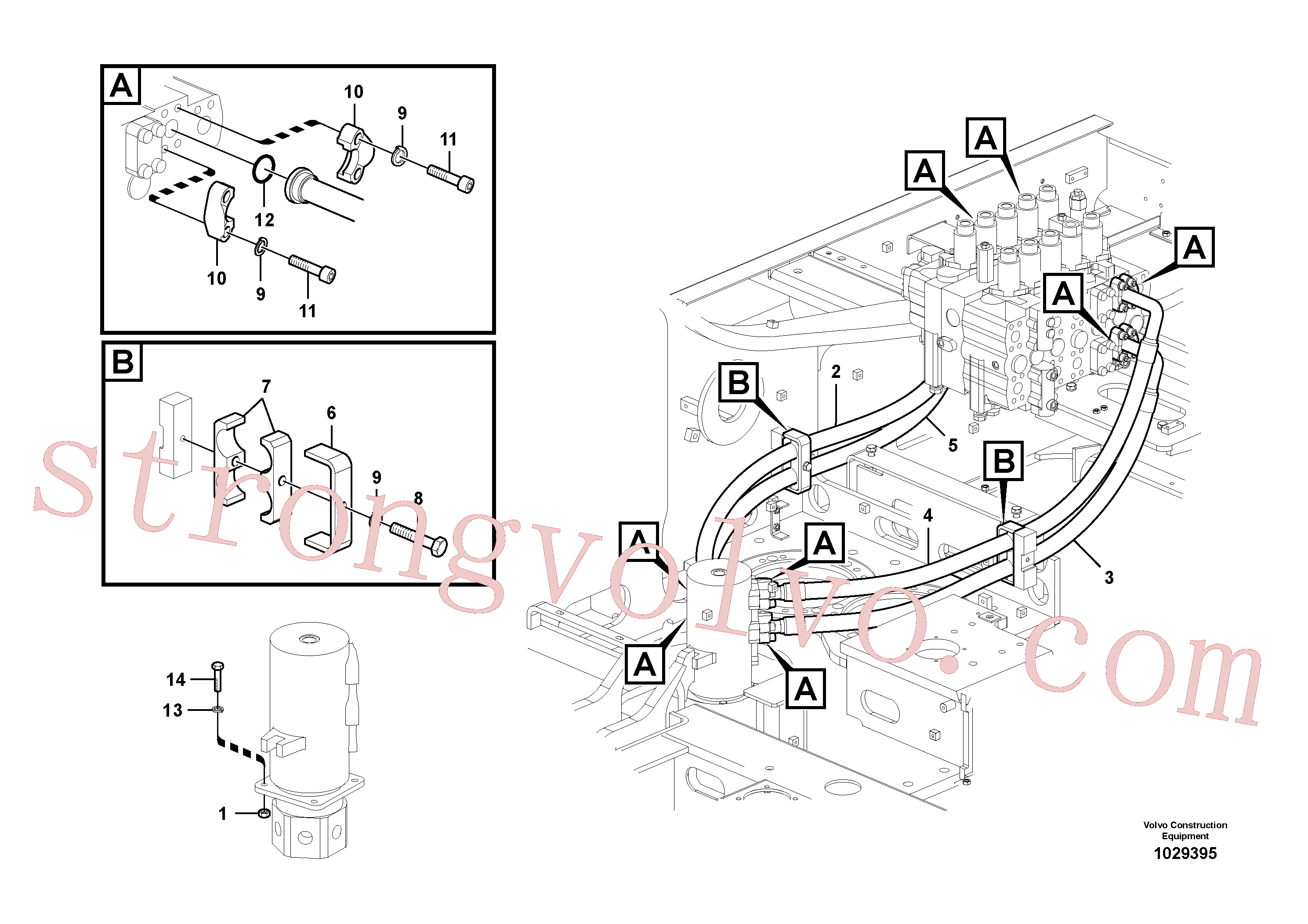 VOE992587 Volvo Linha da rótula, válvula de comando à rótula(1029395 Montagem)