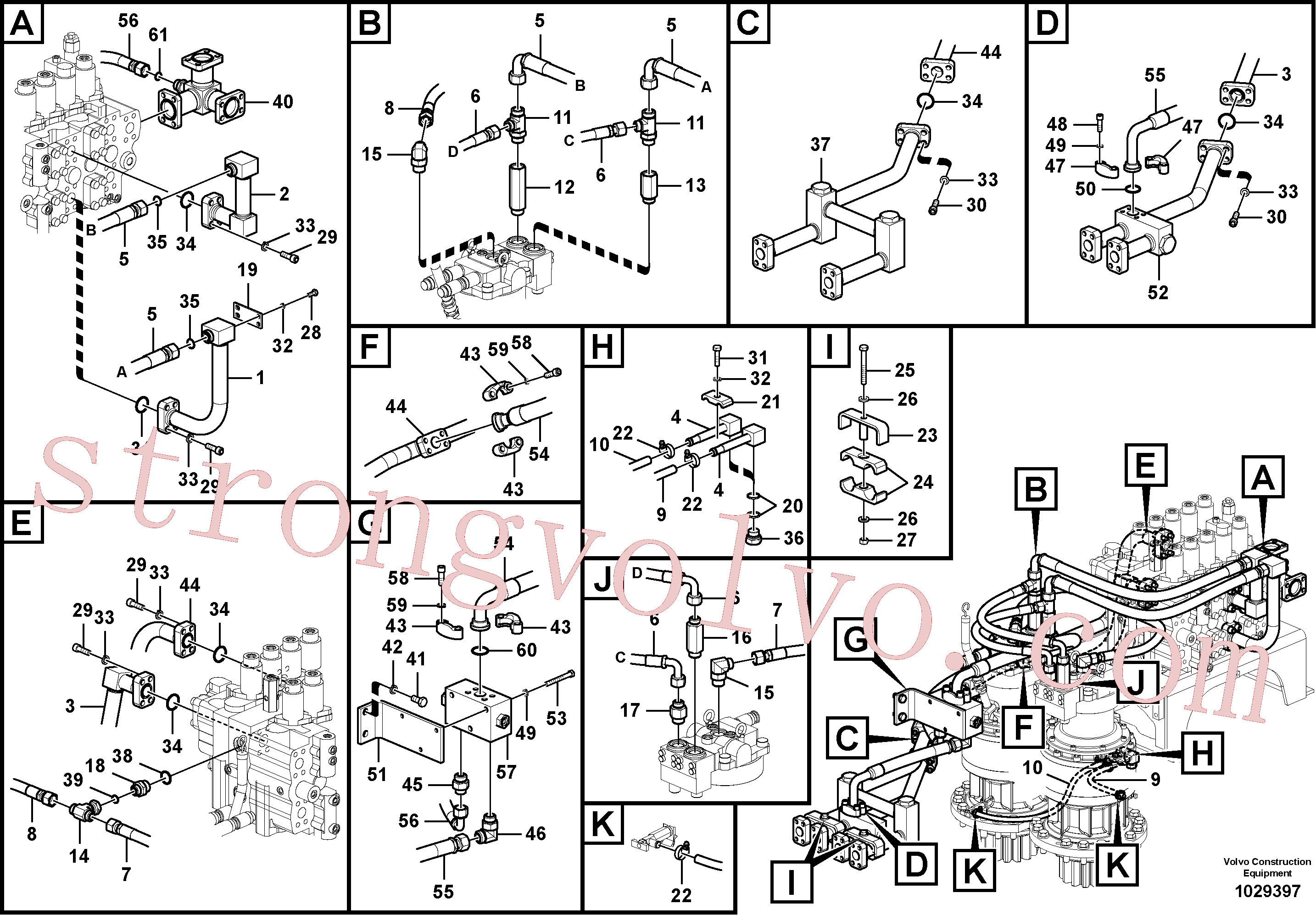 VOE15038537 Volvo Sistema hidráulico, válvula de comando da lança e articulação(1029397 Montagem)
