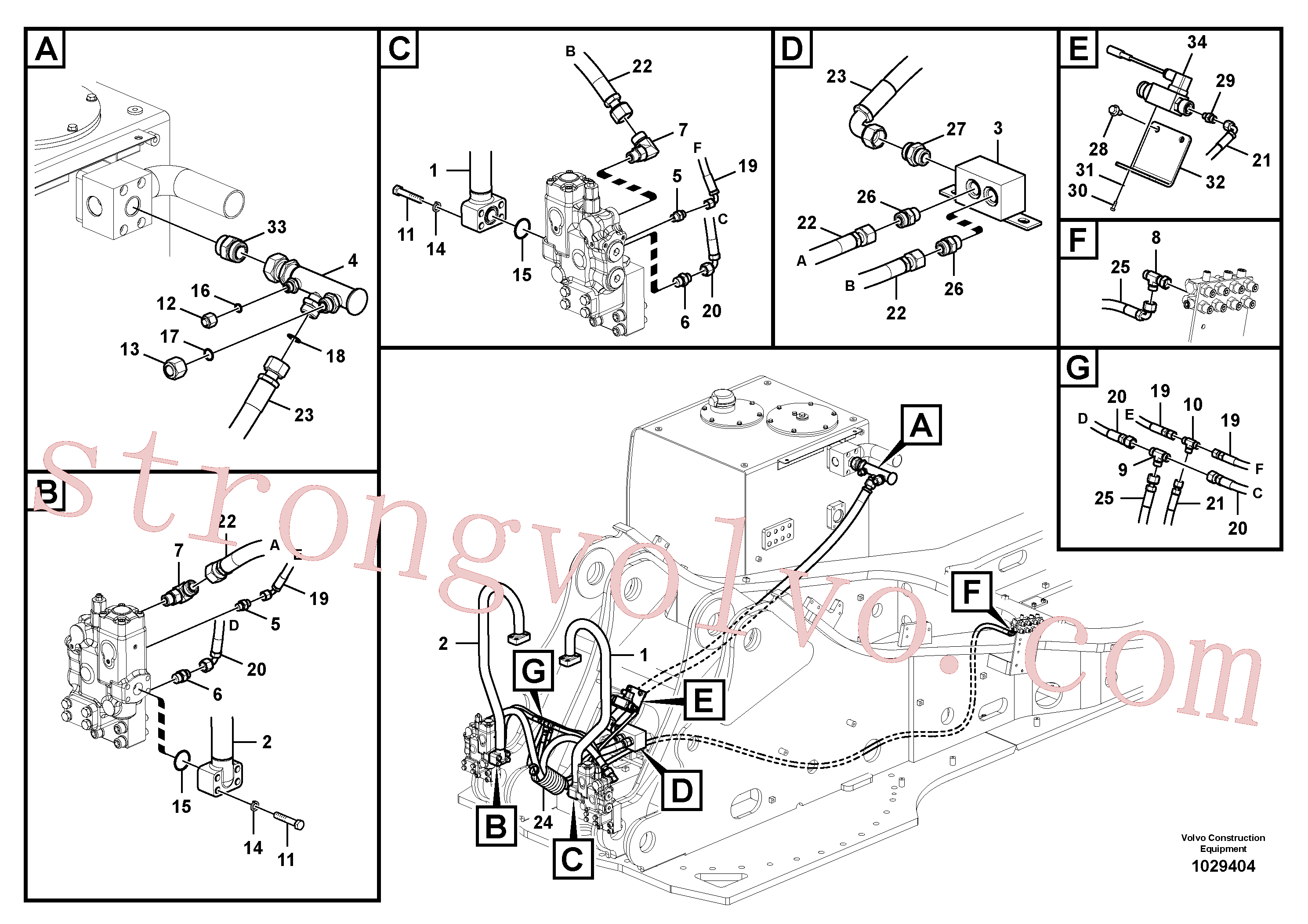 VOE15048486 Volvo Hidráulica de serviço, ruptura da lança(1029404 Montagem)