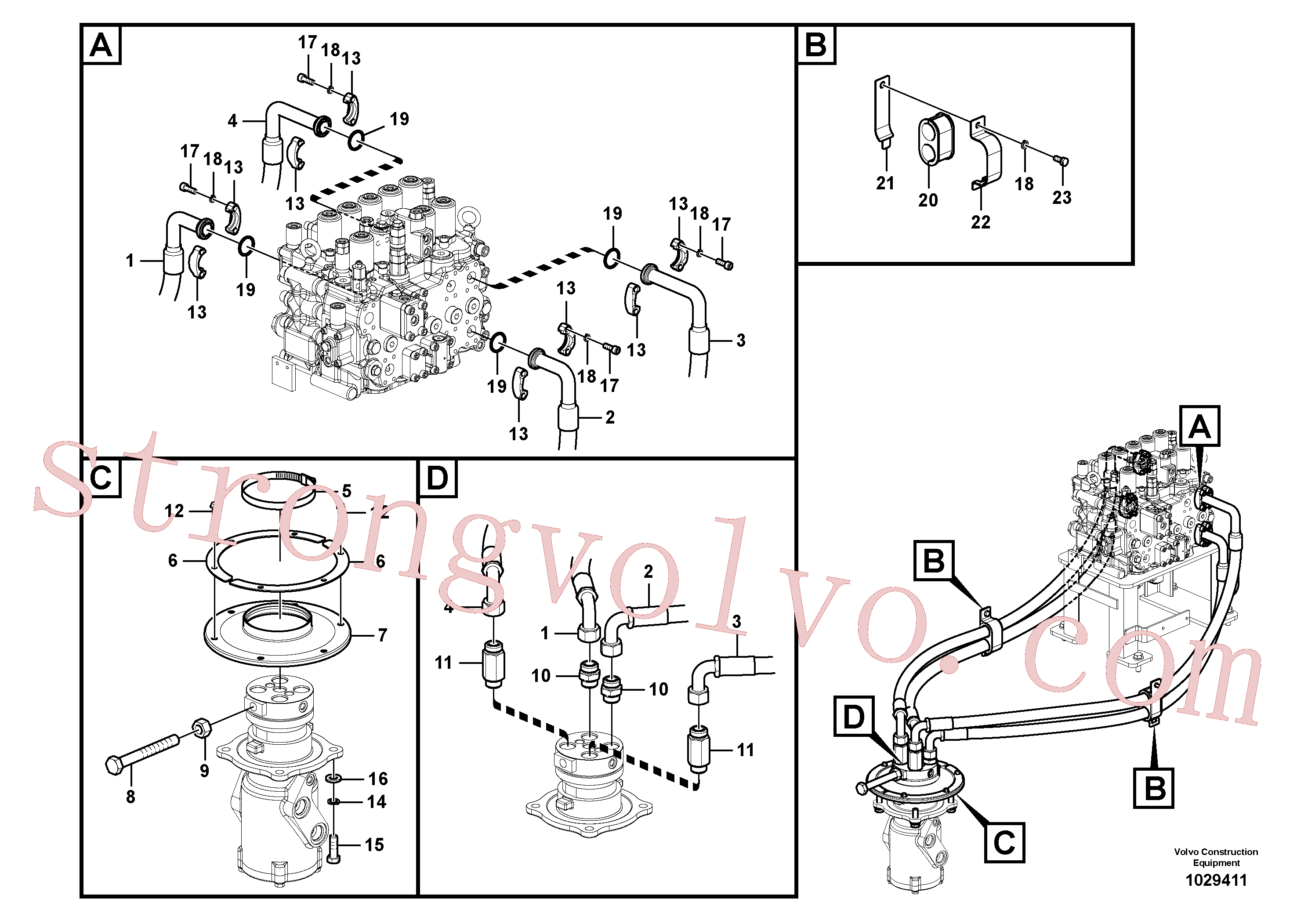 VOE14557515 Volvo Linha da rótula, válvula de comando à rótula(1029411 Montagem)
