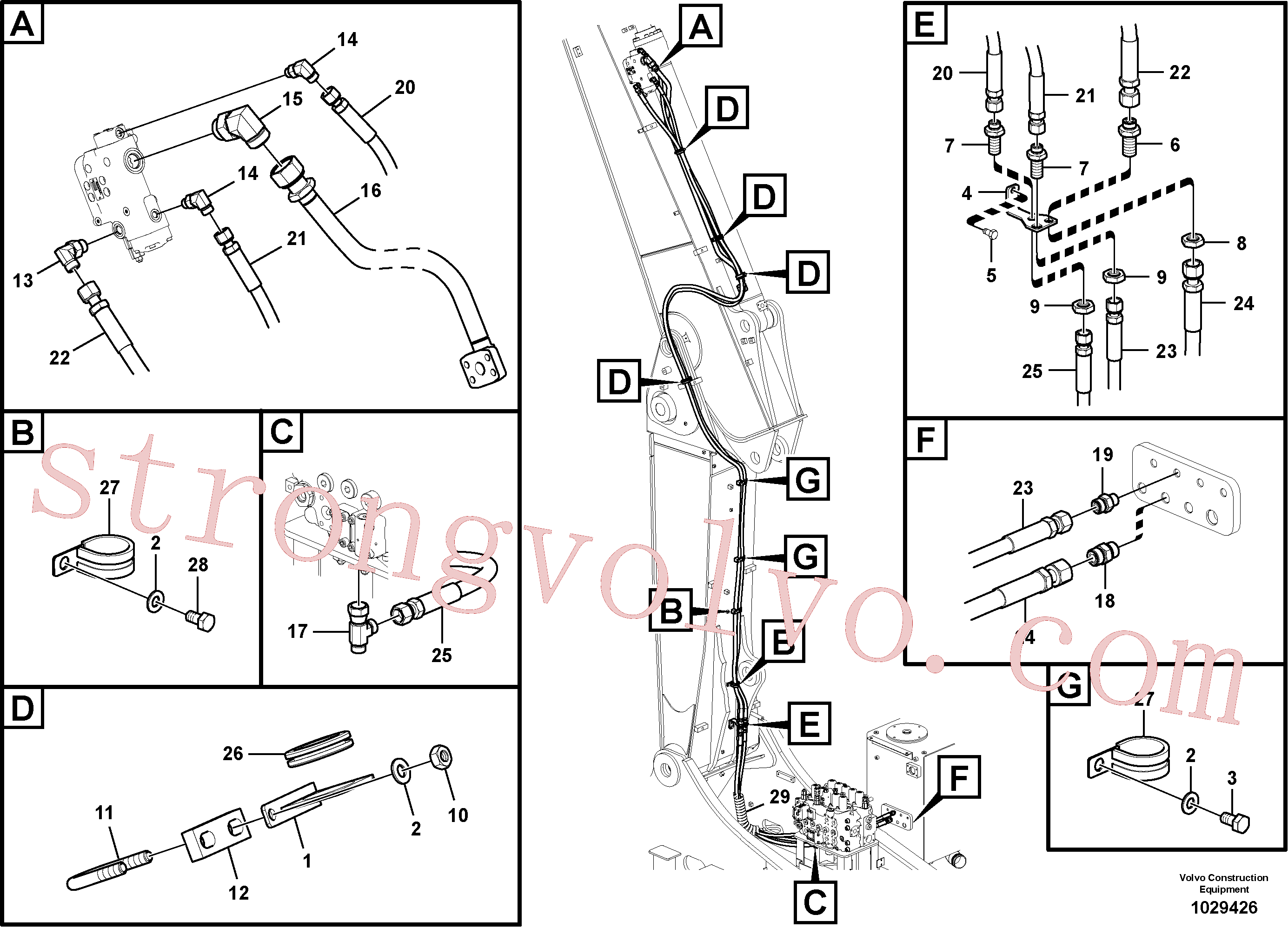 VOE15040555 Volvo Hidráulica de serviço, ruptura do braço de afundamento(1029426 Montagem)
