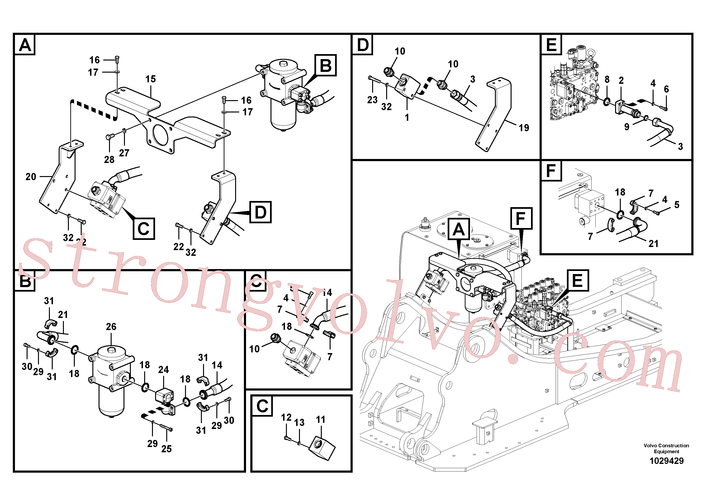 VOE14518676 Volvo Hidráulica de serviço, martelo e cortador para filtro de retorno(1029429 Montagem)