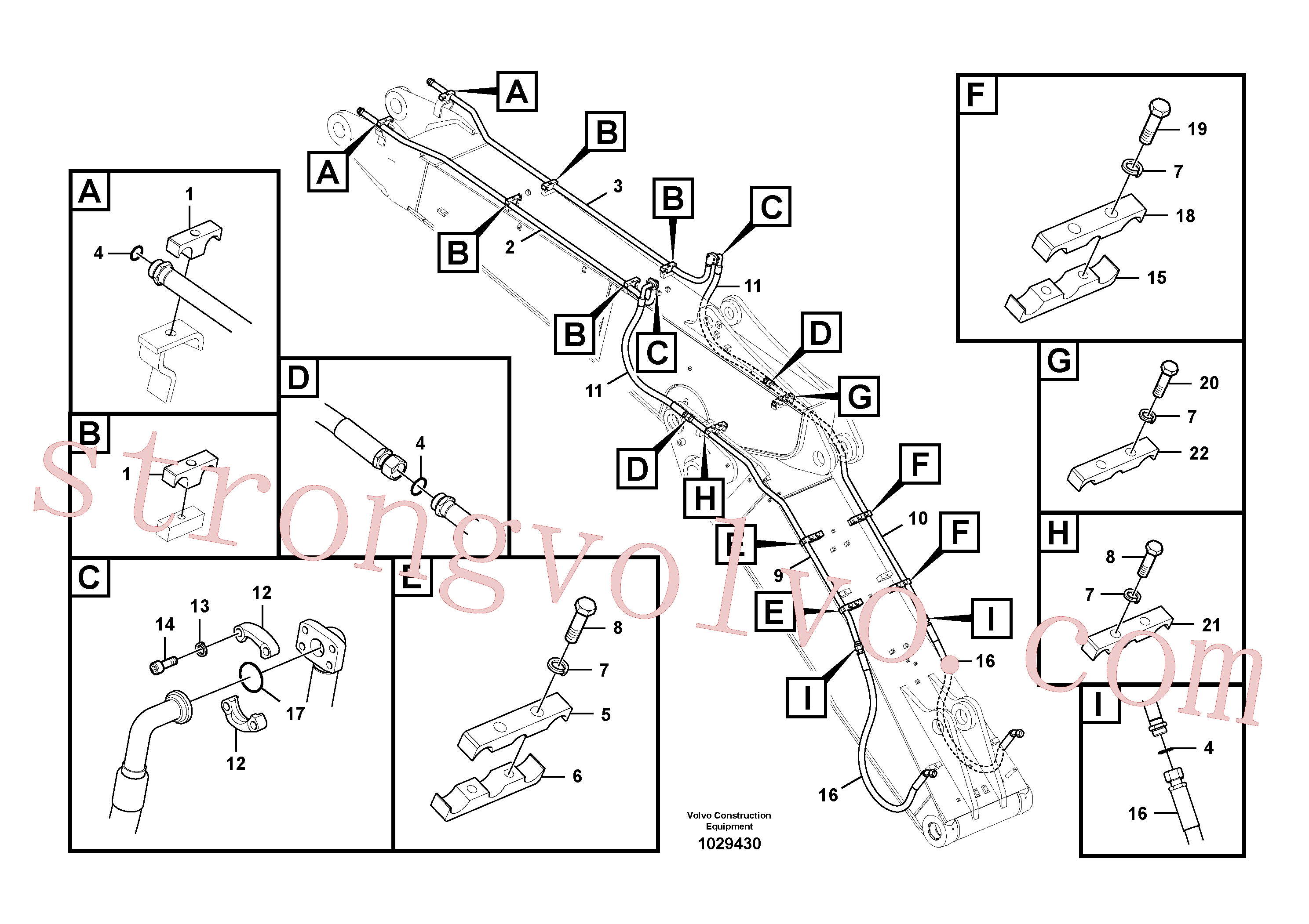 VOE14592523 Volvo Hidráulica de serviço, martelo e cortador para lança ajustável(1029430 Montagem)