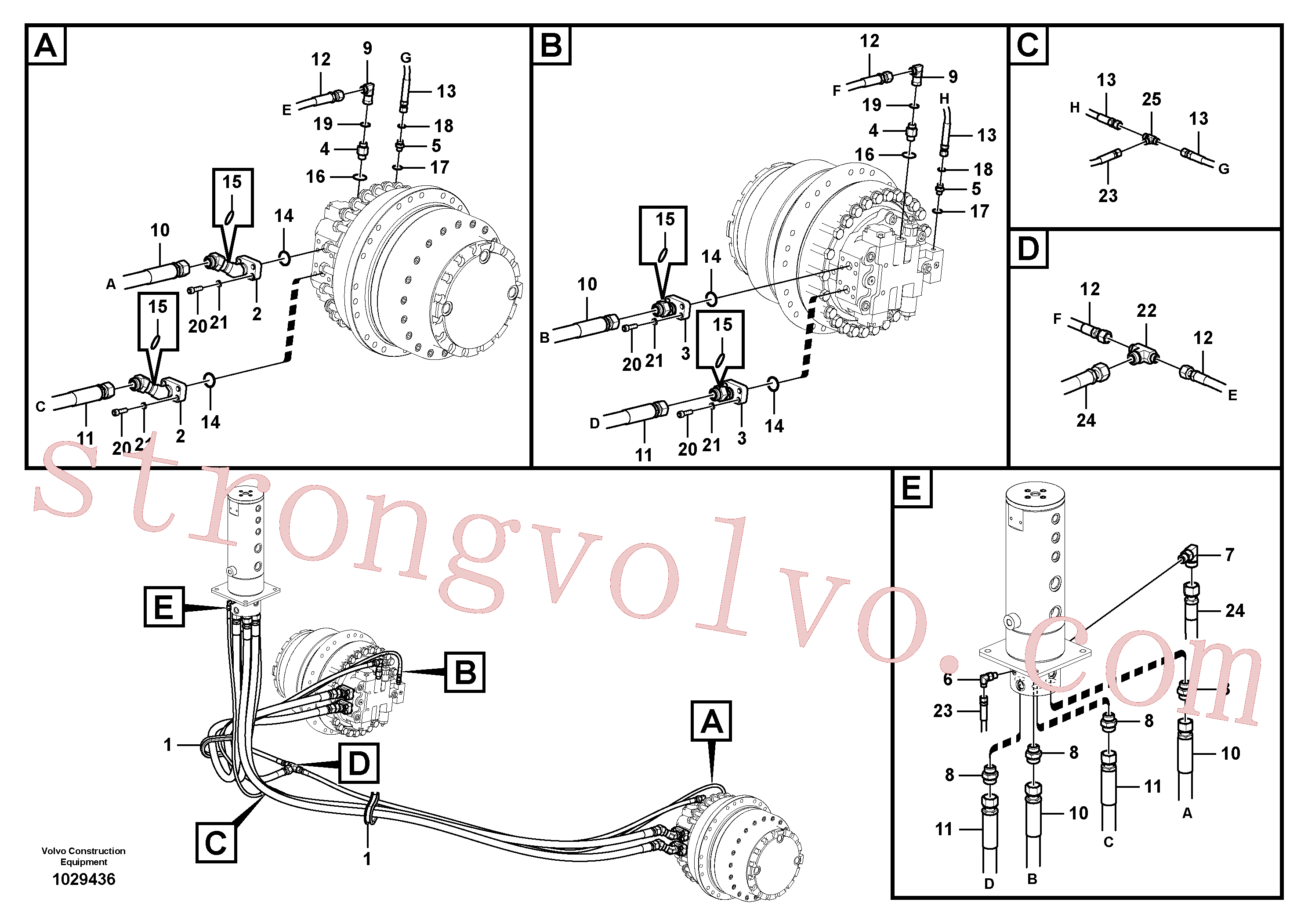 VOE15048486 Volvo Linha da rótula, rótula ao motor de curso(1029436 Montagem)