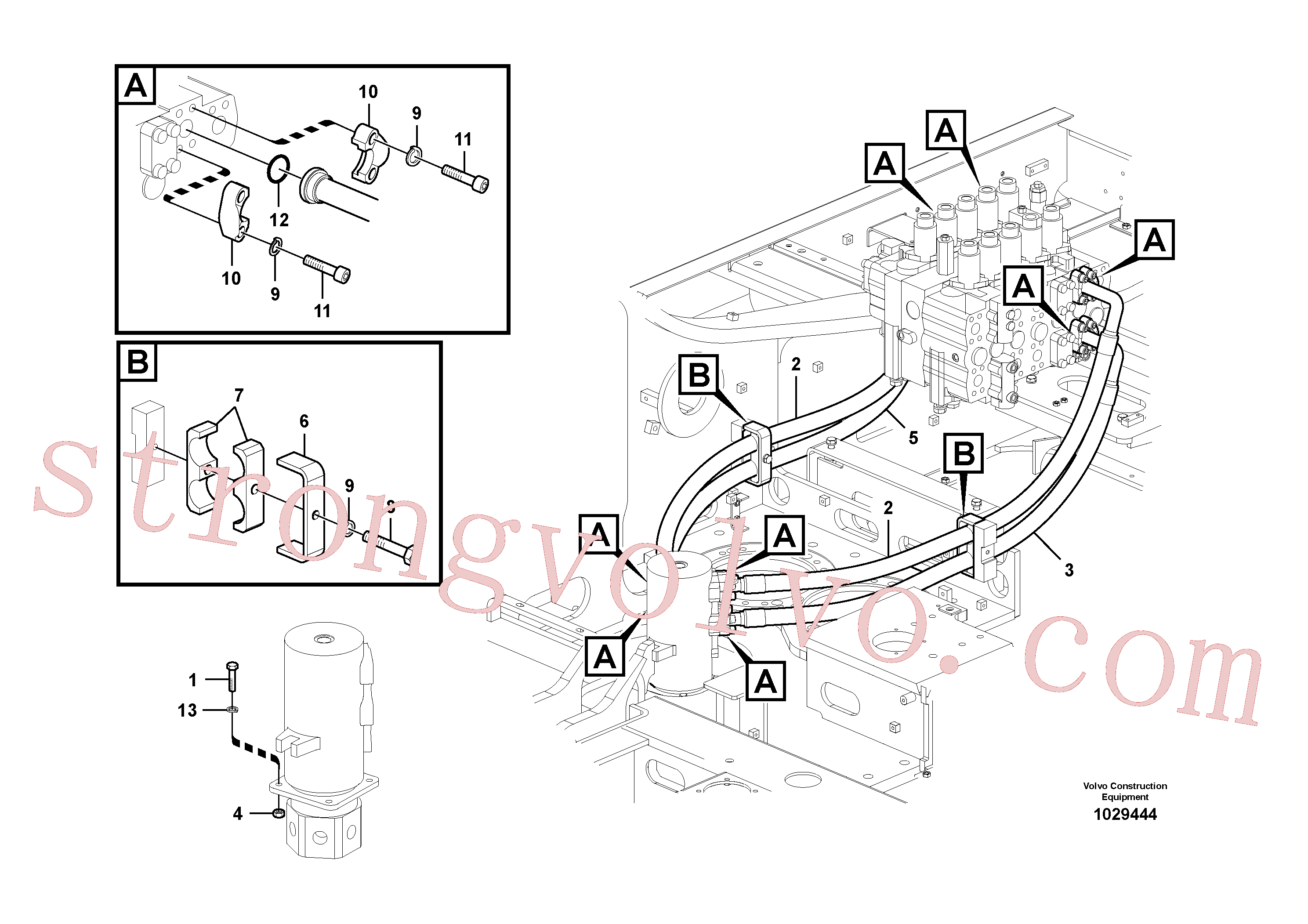 VOE992587 Volvo Linha da rótula, válvula de comando à rótula(1029444 Montagem)