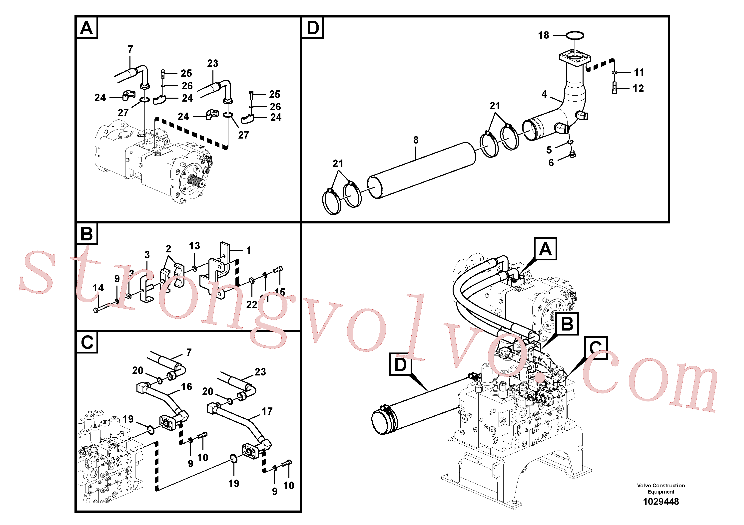 VOE14881257 Volvo Sistema hidráulico, tanque hidráulico para a bomba hidráulica(1029448 Montagem)