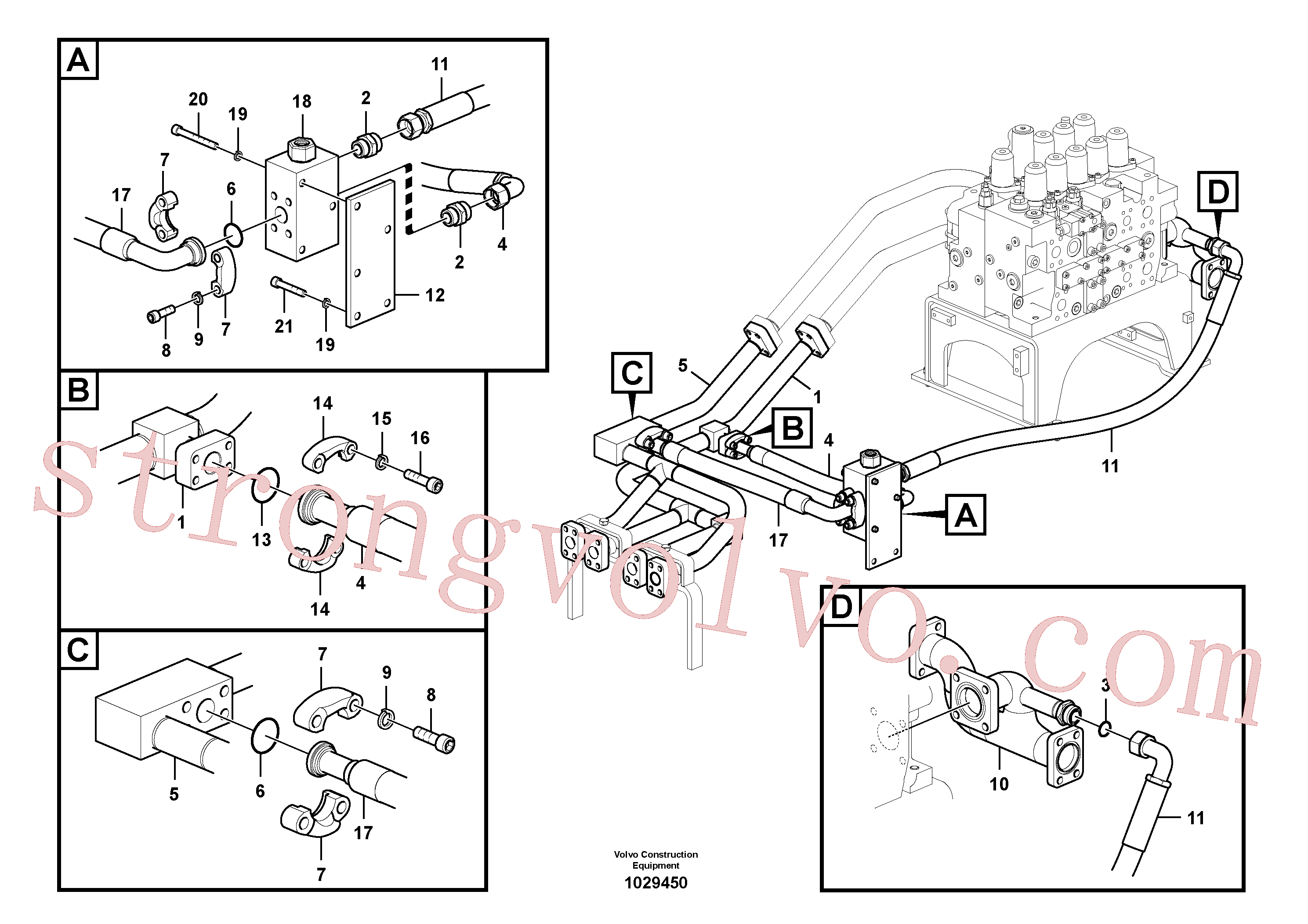 VOE14677535 Volvo Sistema hidráulico, válvula de comando da lança e articulação(1029450 Montagem)