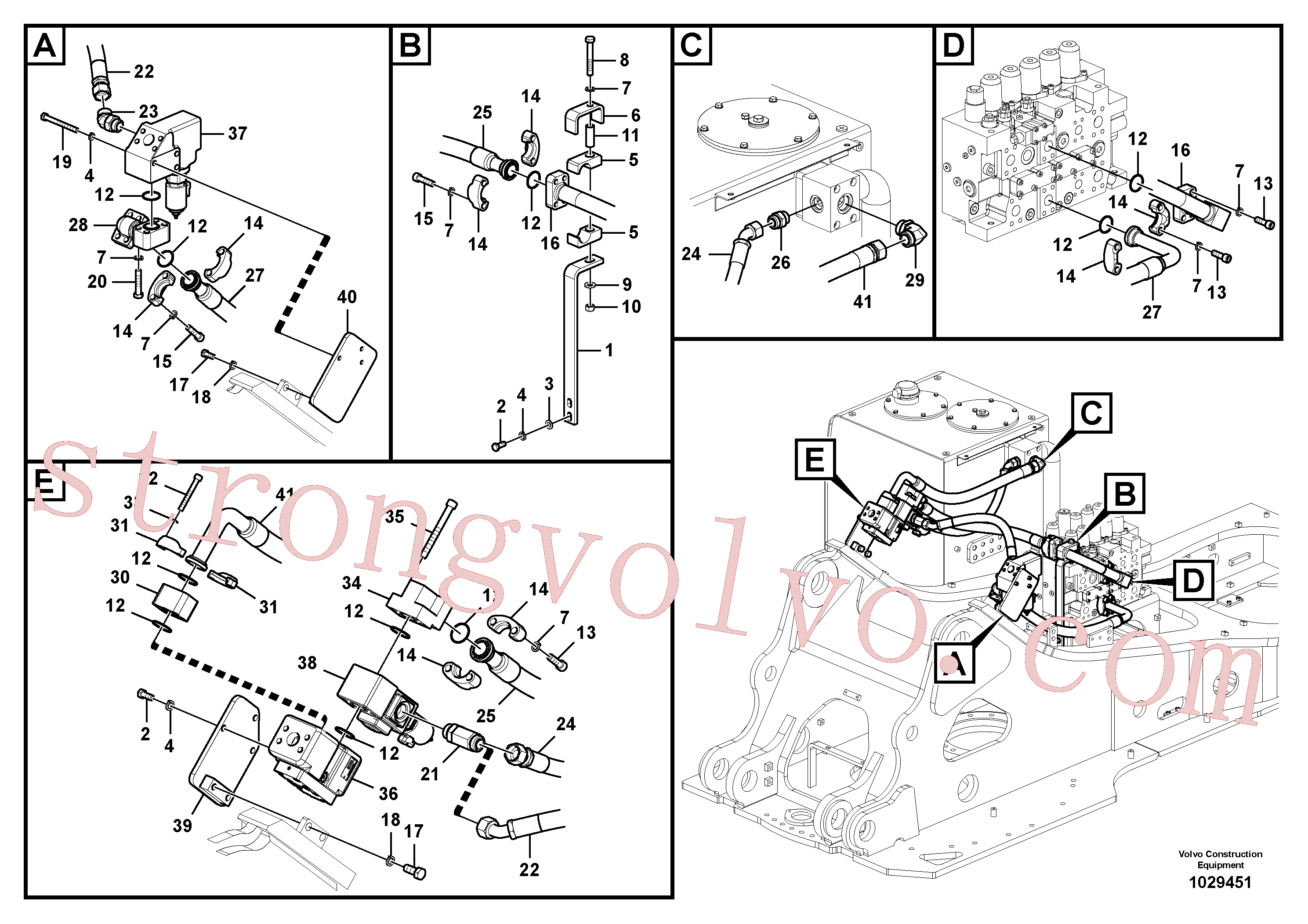 VOE937162 Volvo Hidráulica de serviço, martelo e cortador para topo(1029451 Montagem)