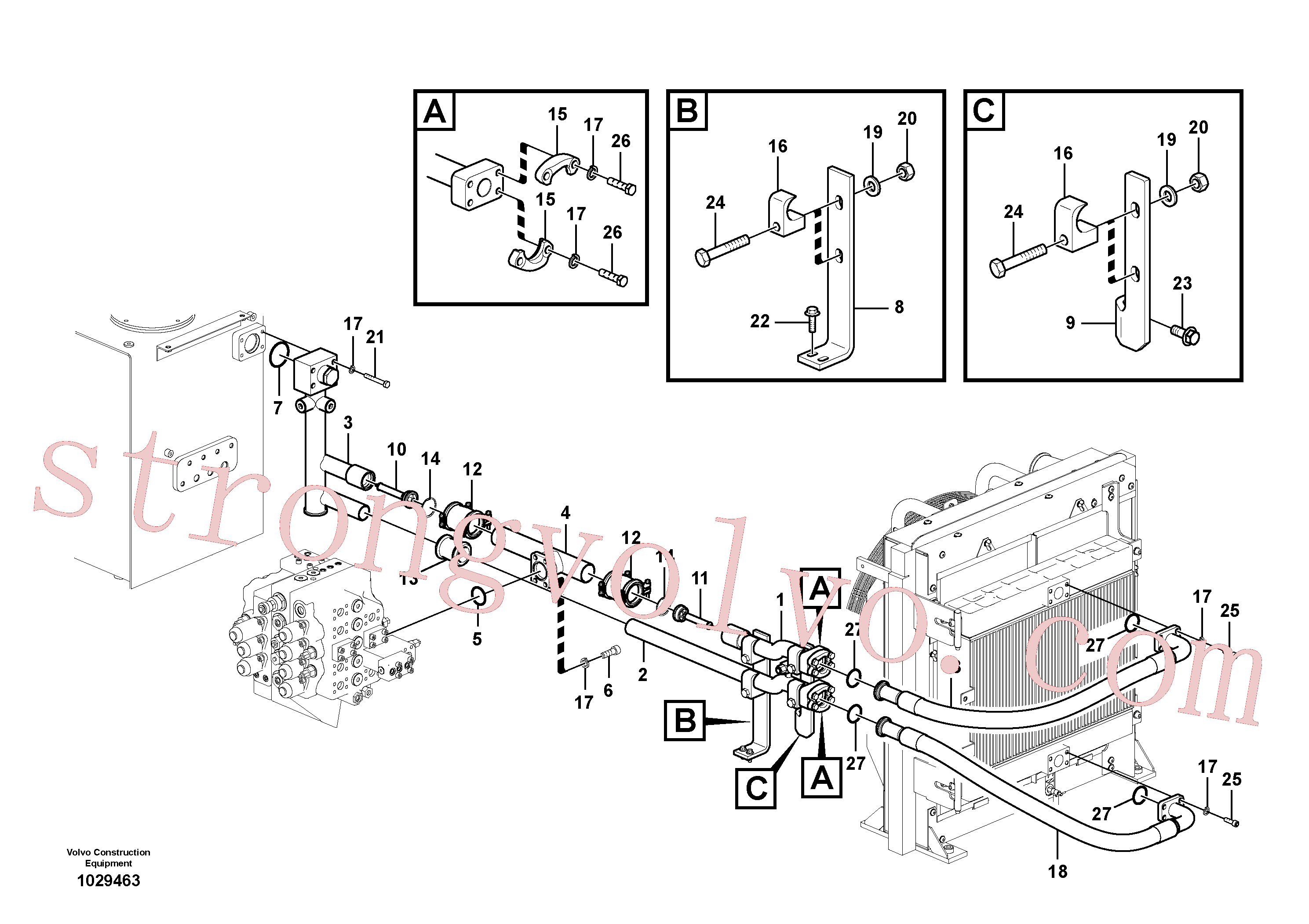 VOE14507607 Volvo Sistema hidráulico, tanque hidráulico para o refrigerador de óleo hidráulico(1029463 Montagem)