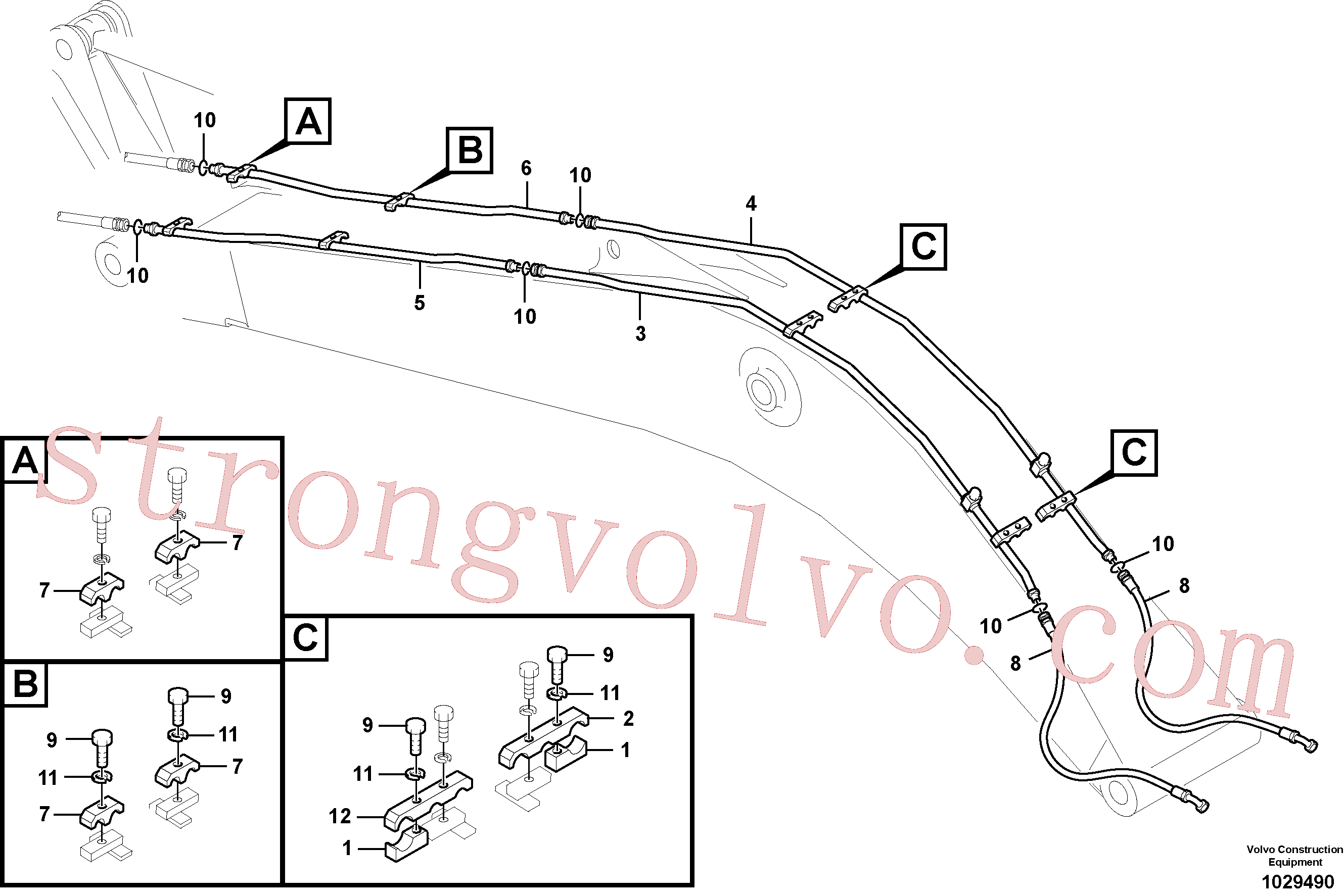 Atacado SA1174-53561 Tubo Volvo escavadeira