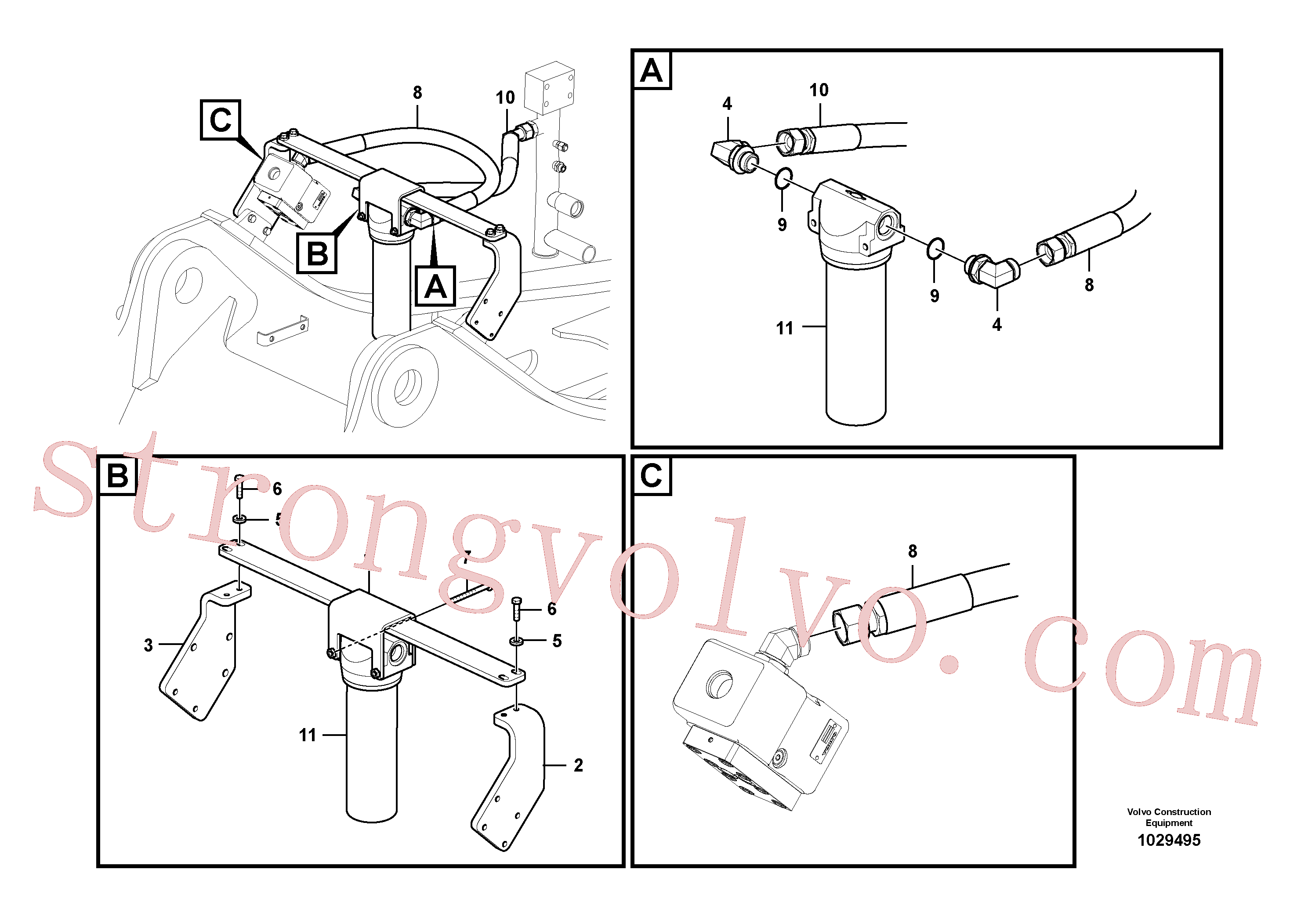 SA9452-06220 Volvo Hidráulica de serviço, martelo e cortador para filtro de retorno(1029495 Montagem)