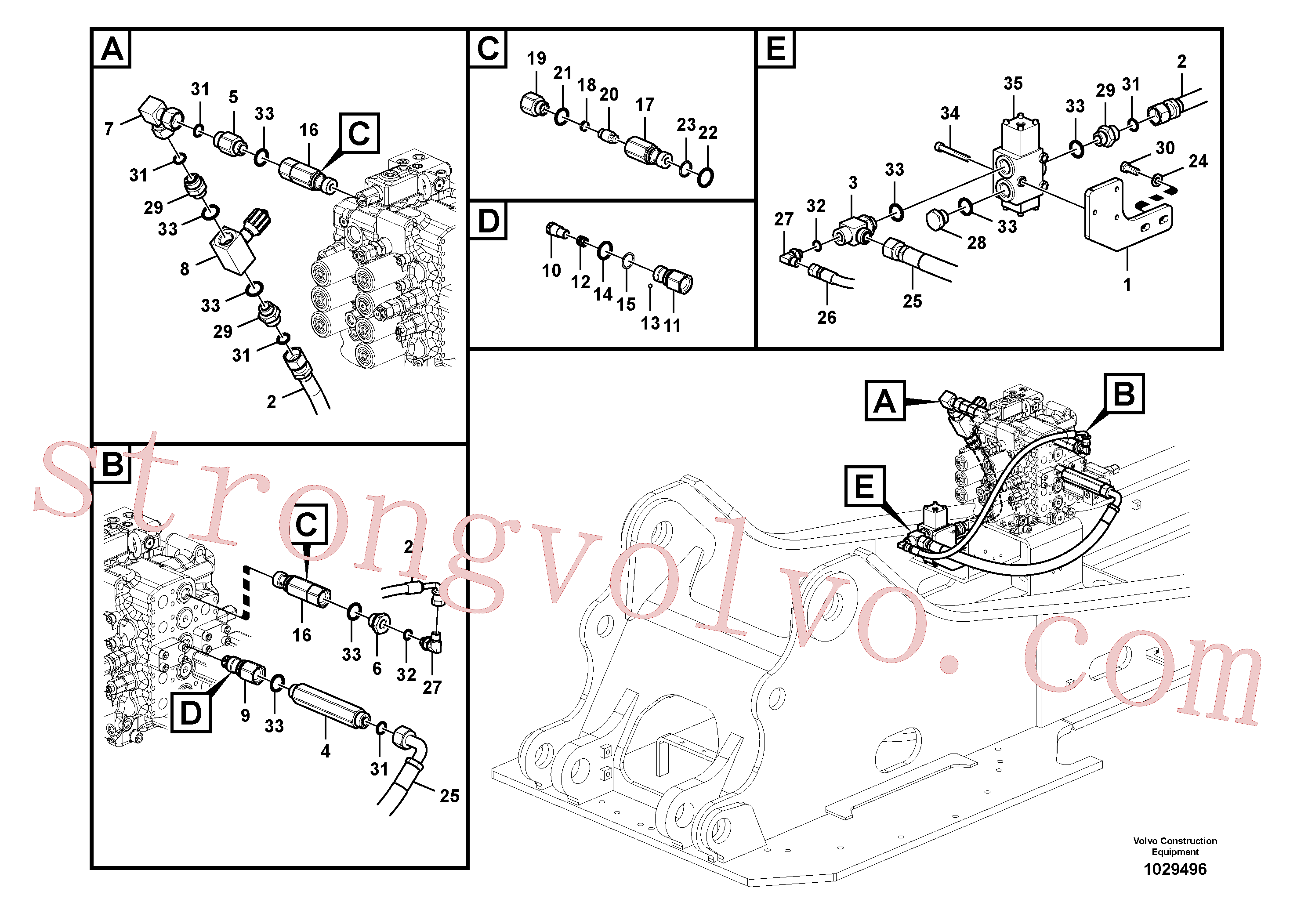 VOE14535279 Volvo Hidráulica de serviço, martelo e cortador para fluxo da bomba auxiliar(1029496 Montagem)