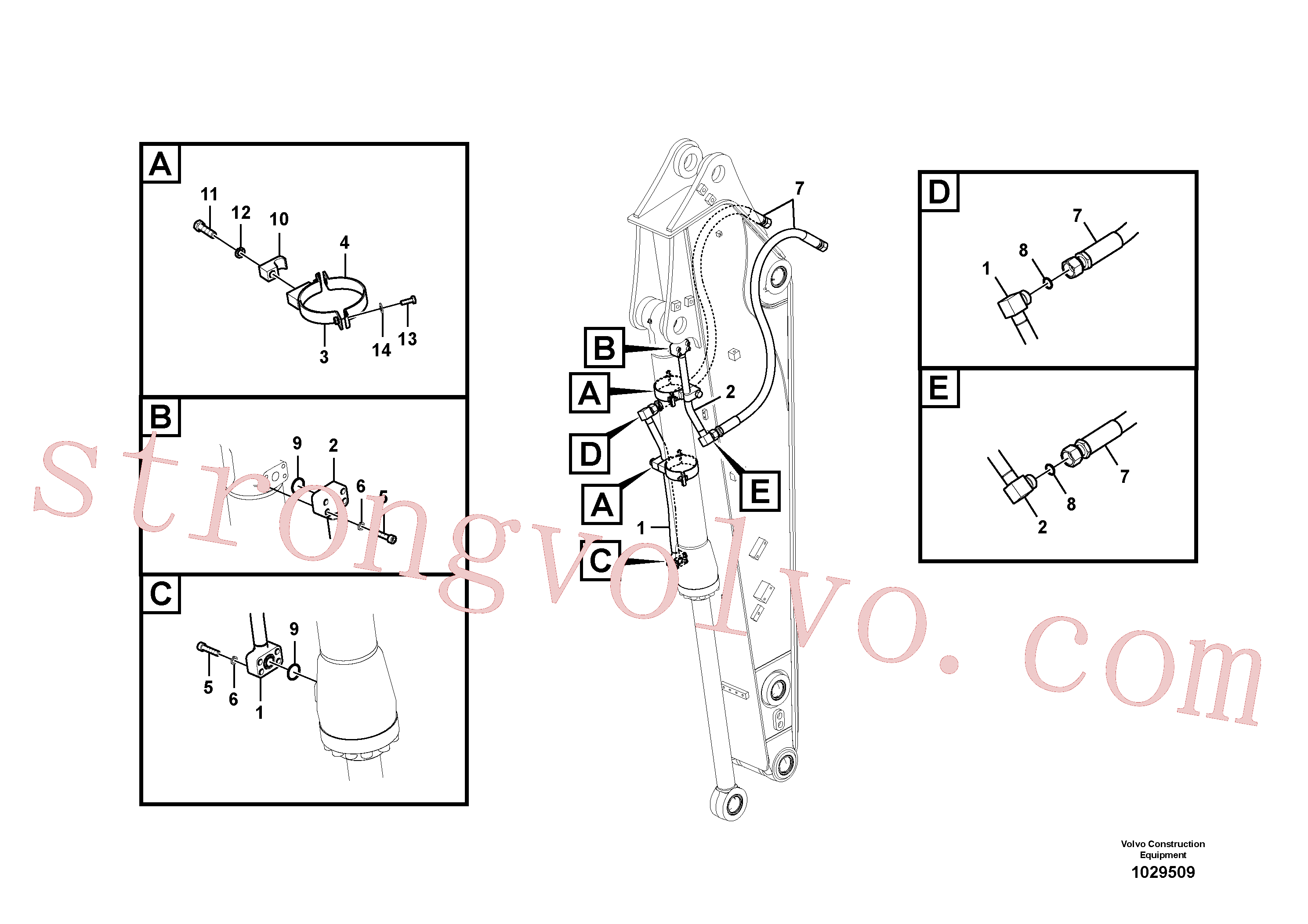 VOE14677548 Volvo Hidráulica de serviço, cilindro do balde no braço de afundamento(1029509 Montagem)