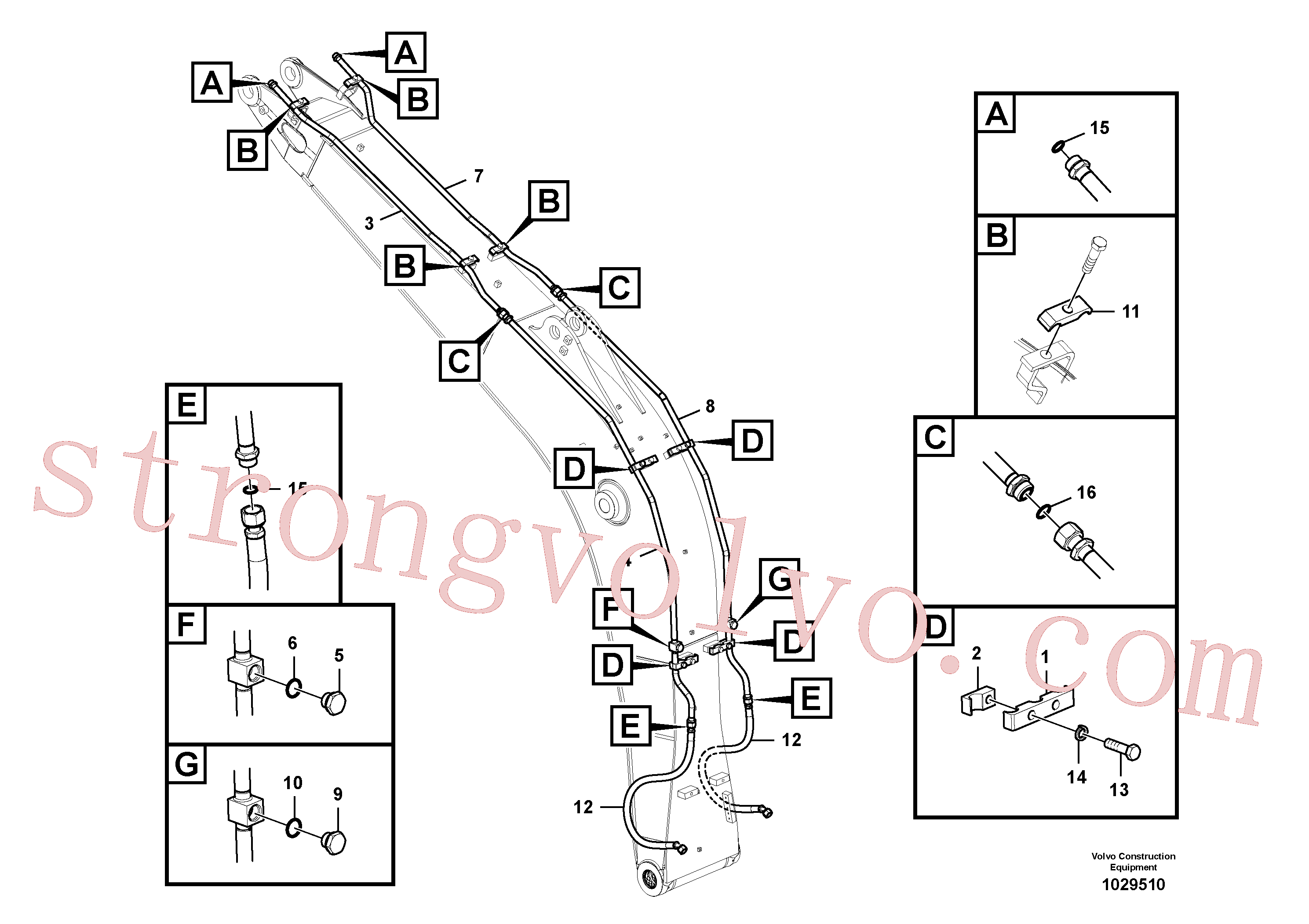 VOE14881208 Volvo Hidráulica de serviço, martelo e cortador para lança(1029510 Montagem)
