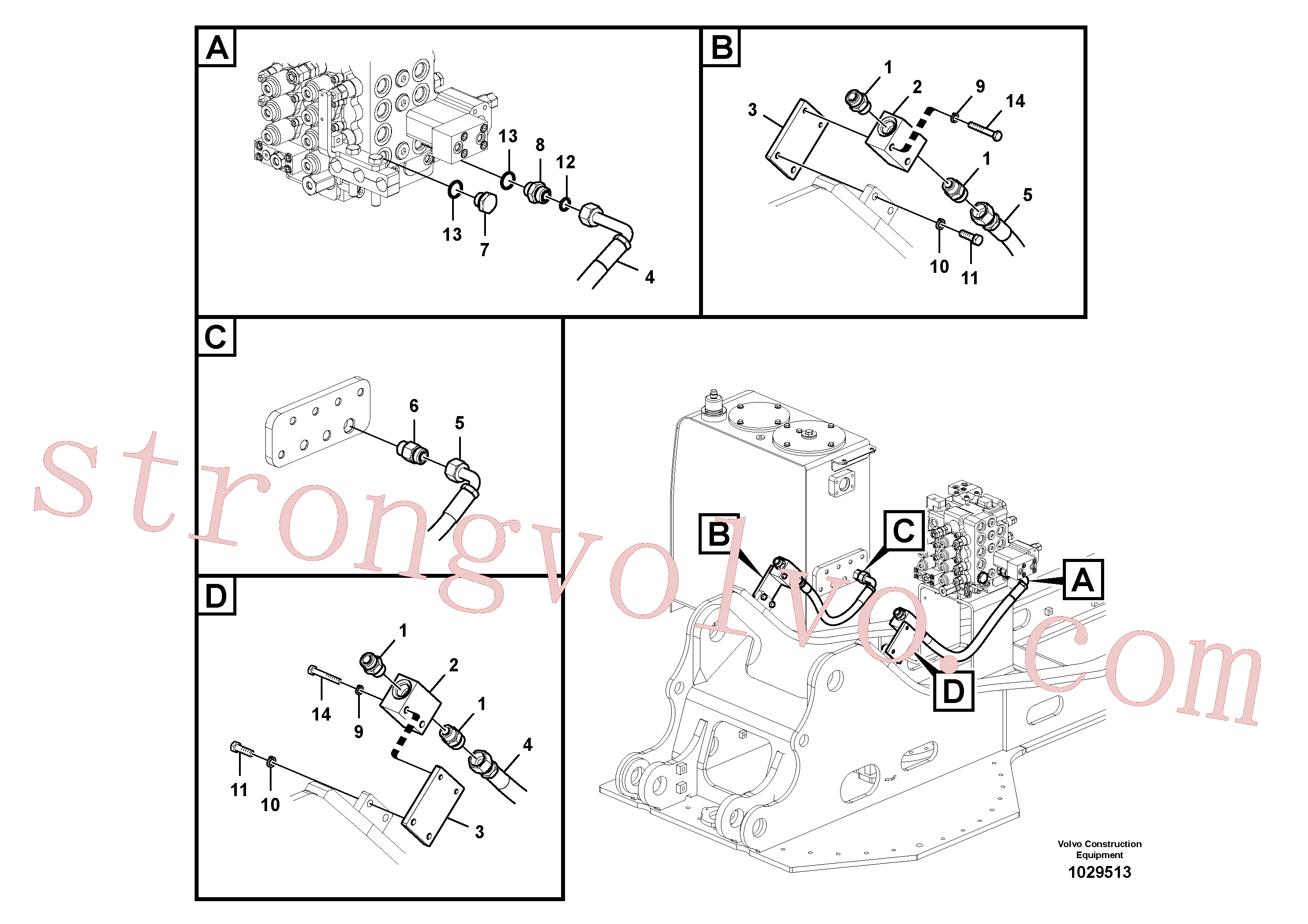 VOE14539703 Volvo Hidráulica de serviço, martelo e cortador para topo(1029513 Montagem)