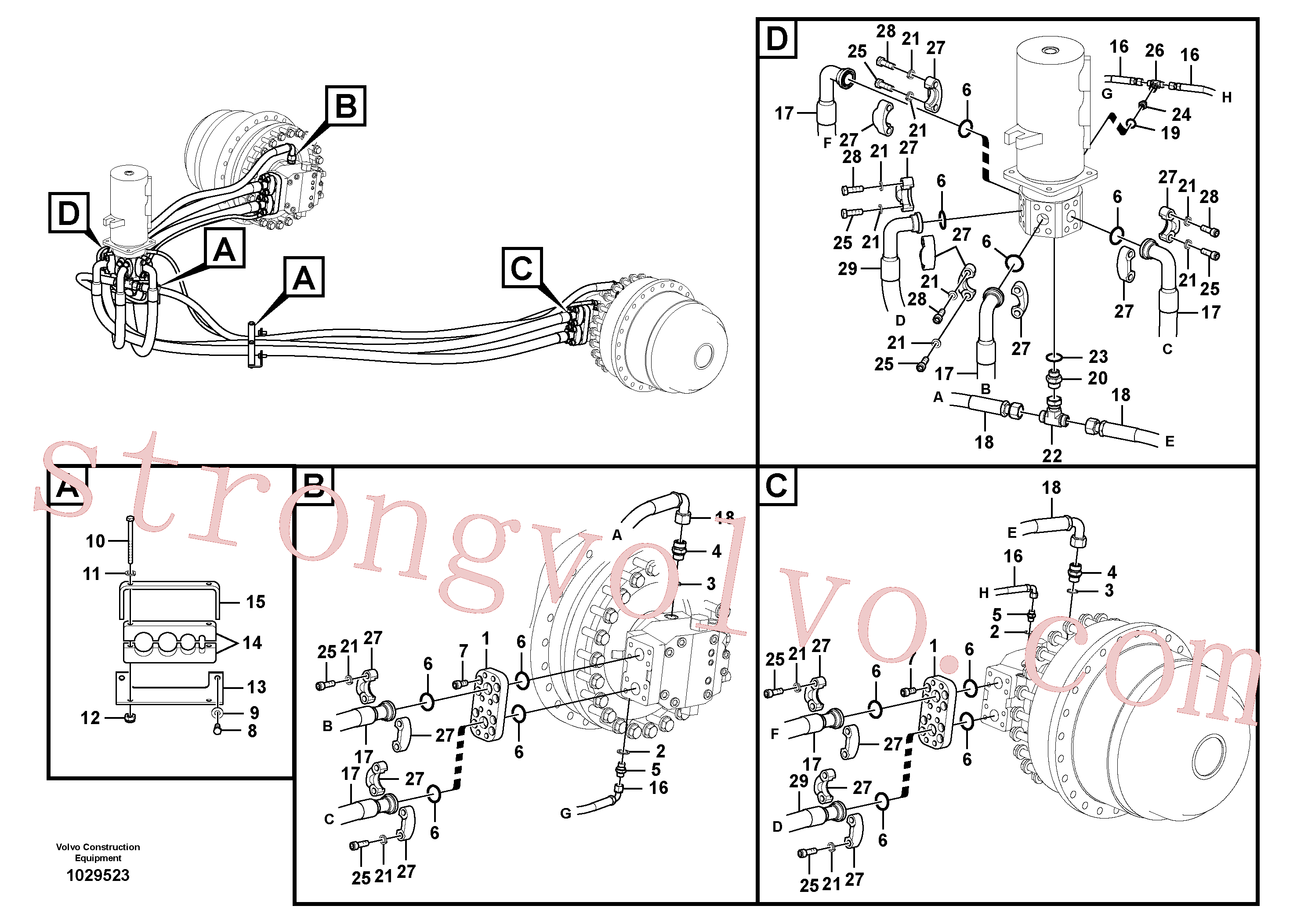 VOE15167809 Volvo Linha da rótula, rótula ao motor de curso(1029523 Montagem)