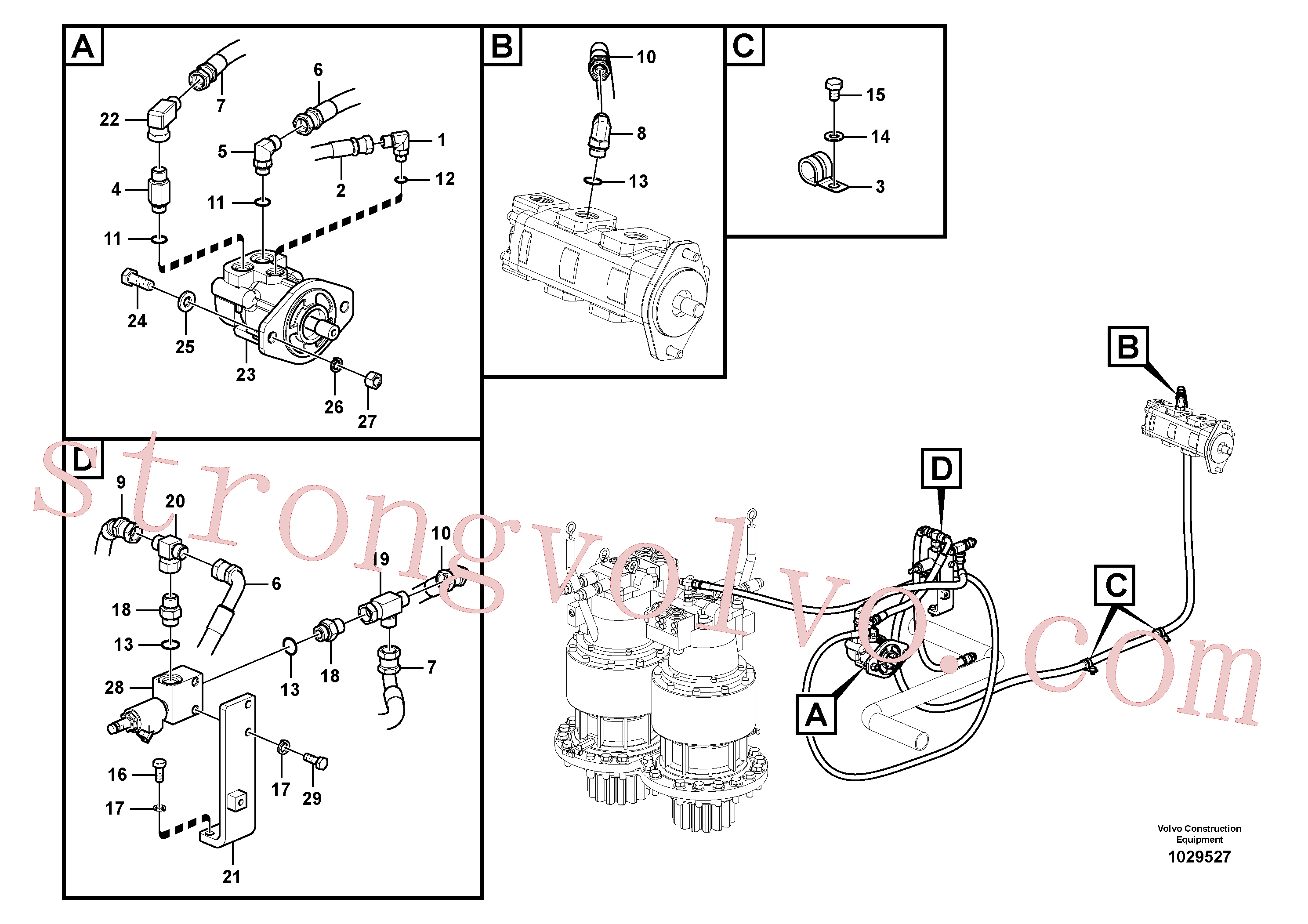 SA9413-31060 Volvo Sistema hidráulico, sistema refrigerante do óleo(1029527 Montagem)