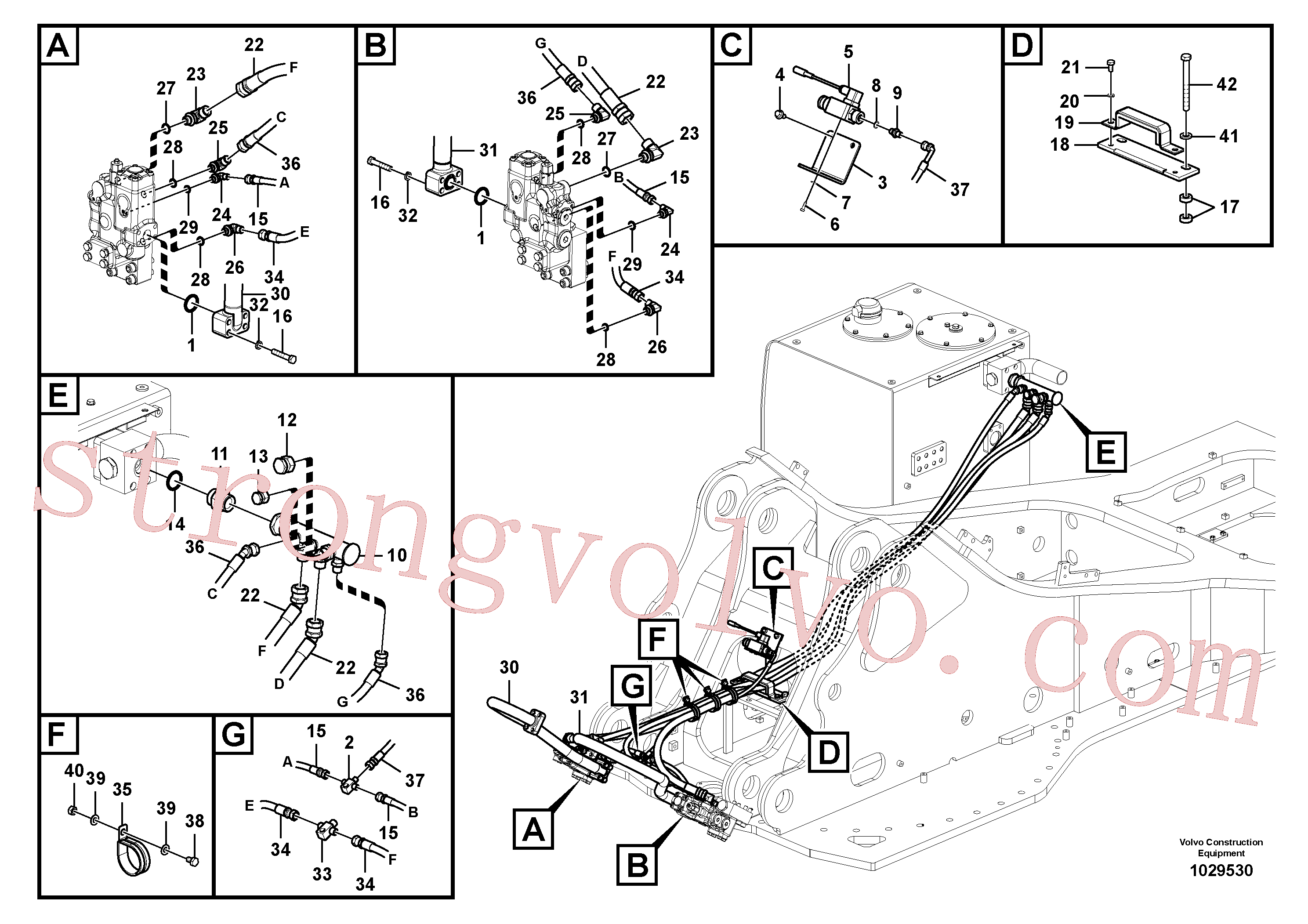 SA9453-32623 Volvo Hidráulica de serviço, ruptura da lança(1029530 Montagem)