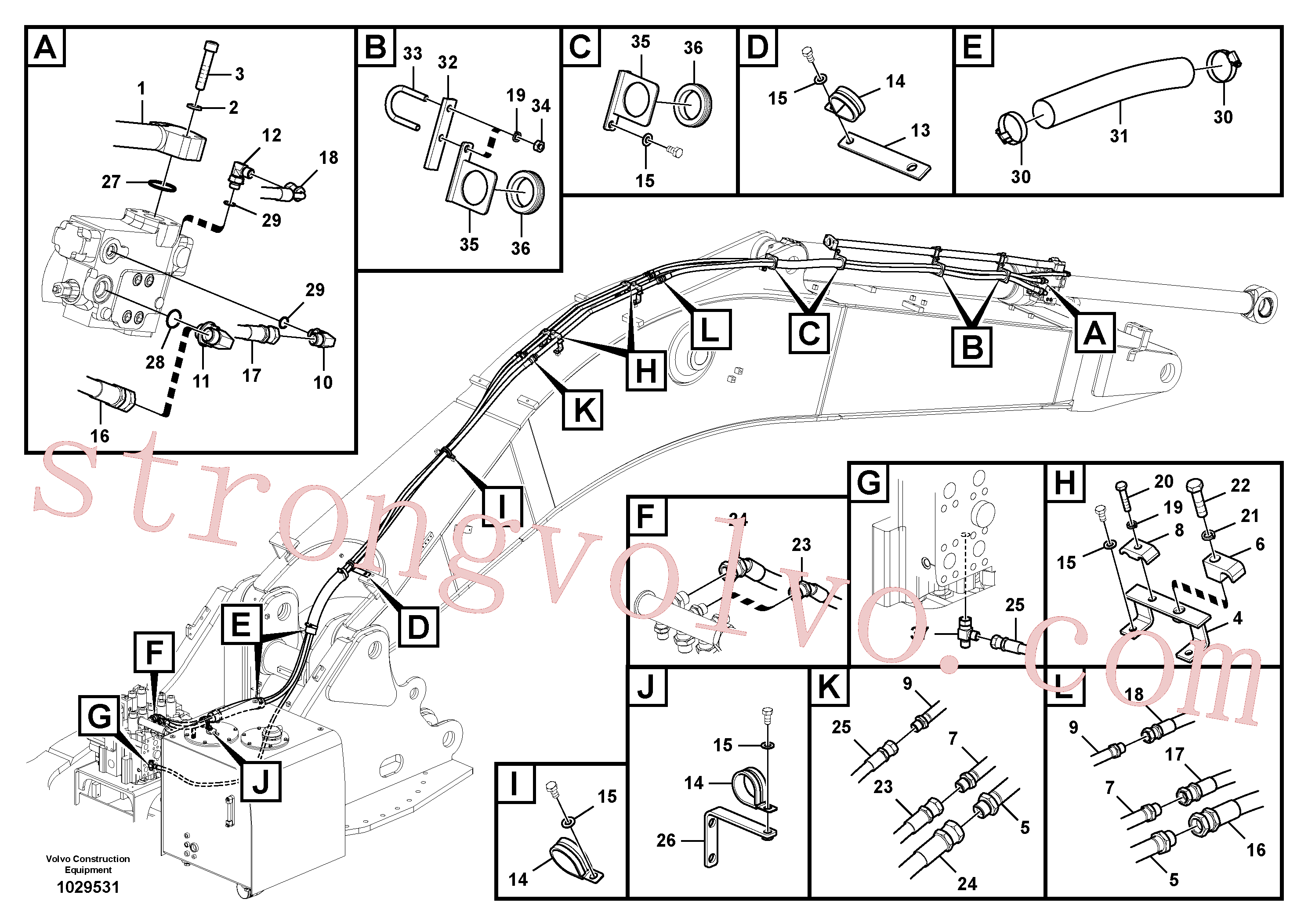 Volvo SA1074-08891 Pipe Volvo Acessórios para escavadeira