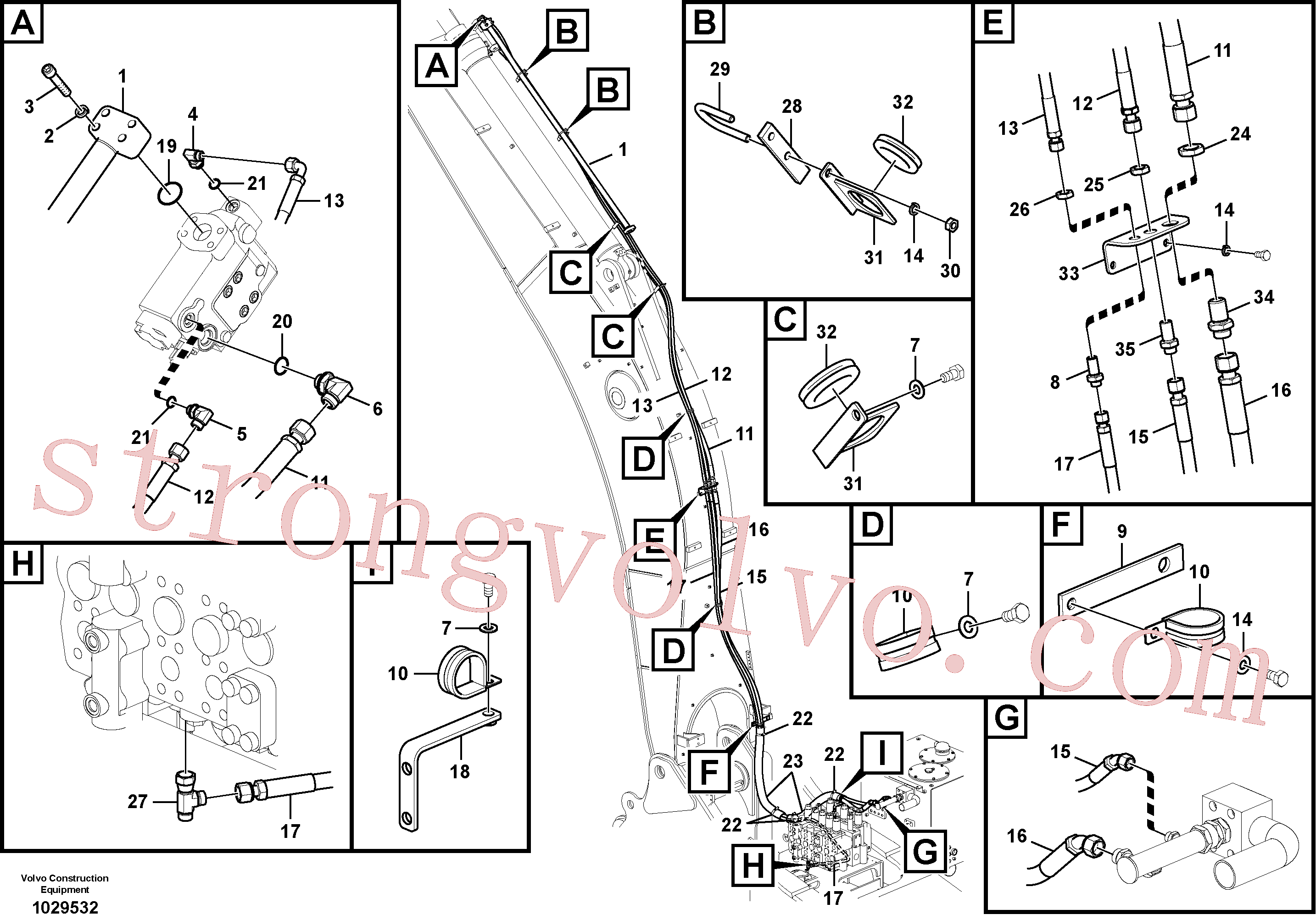 SA9451-05272 Volvo Hidráulica de serviço, ruptura do braço de afundamento(1029532 Montagem)