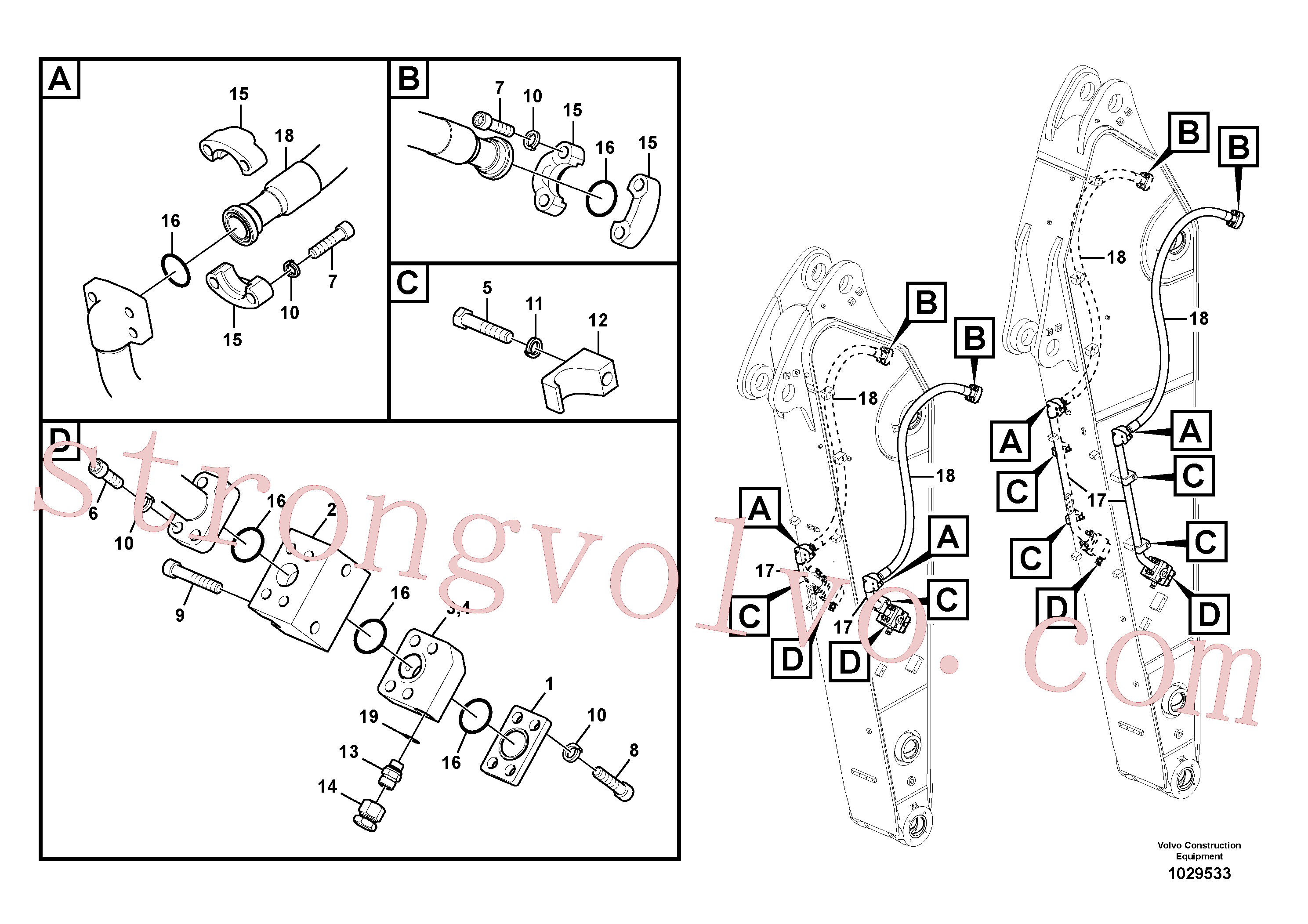 Atacado SA9495-17654 Mangueira completa Volvo escavadeira