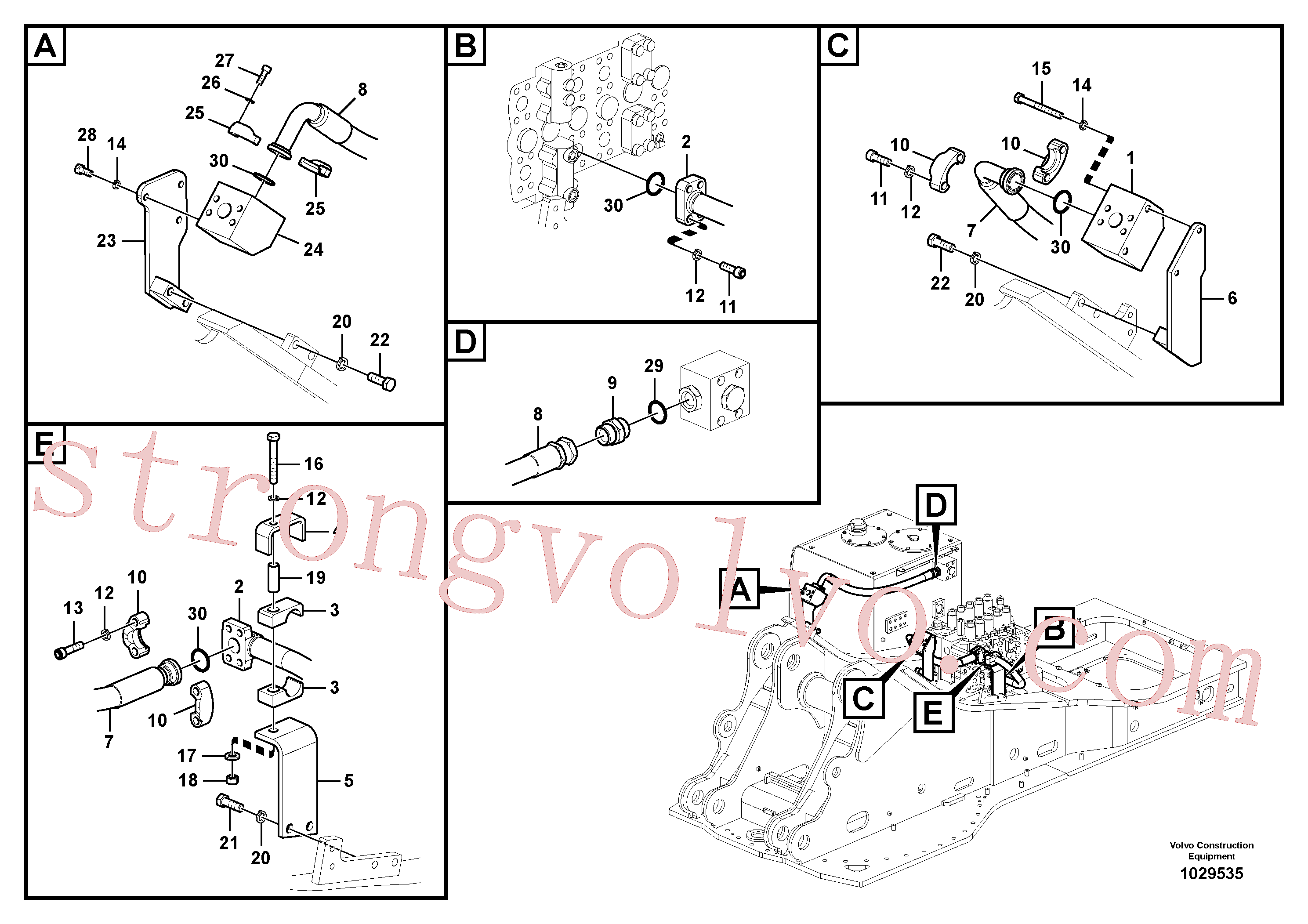 SA9011-21418 Volvo Hidráulica de serviço, martelo e cortador para topo(1029535 Montagem)