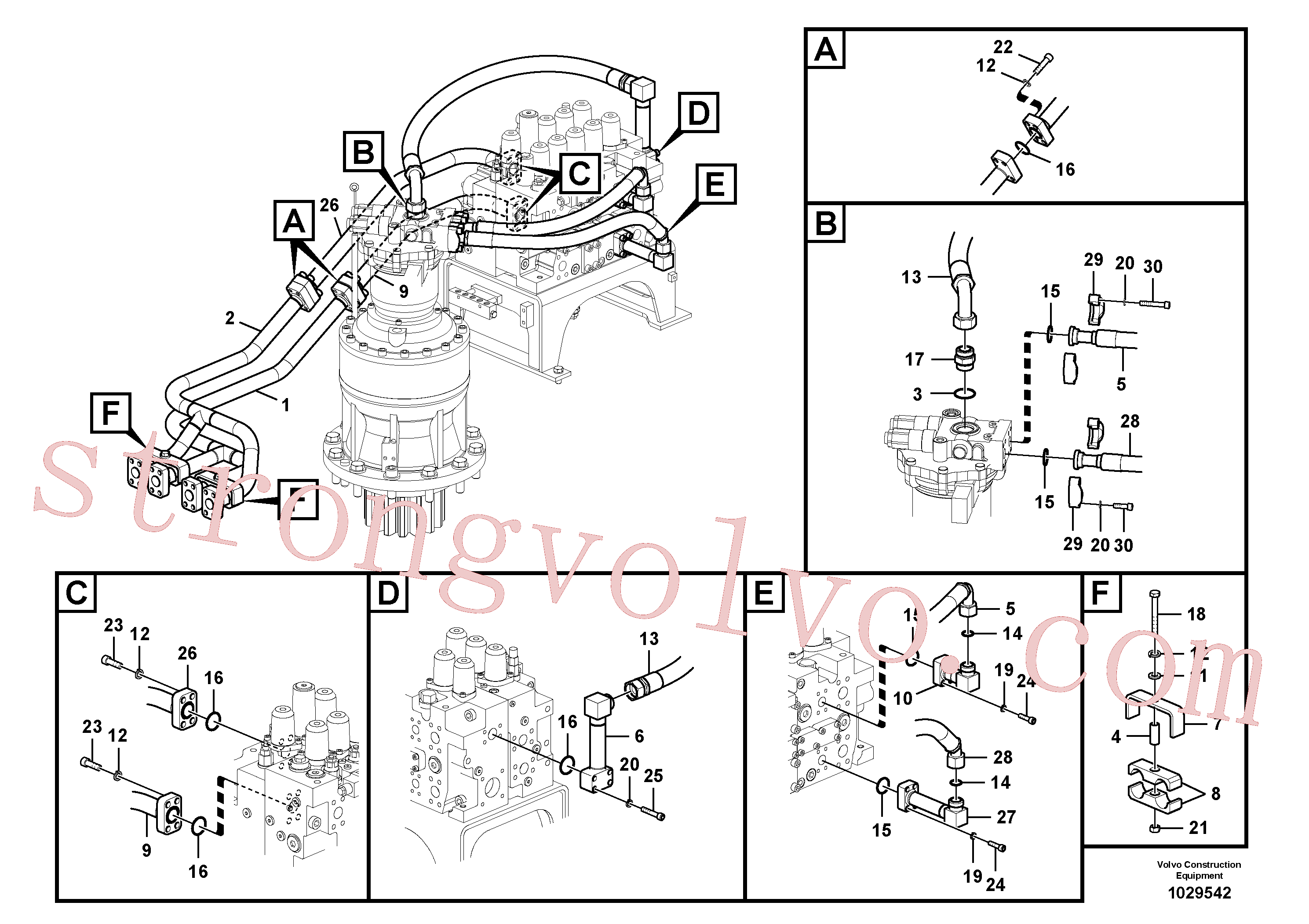 SA9453-07325 Volvo Sistema hidráulico, válvula de comando da lança e articulação(1029542 Montagem)