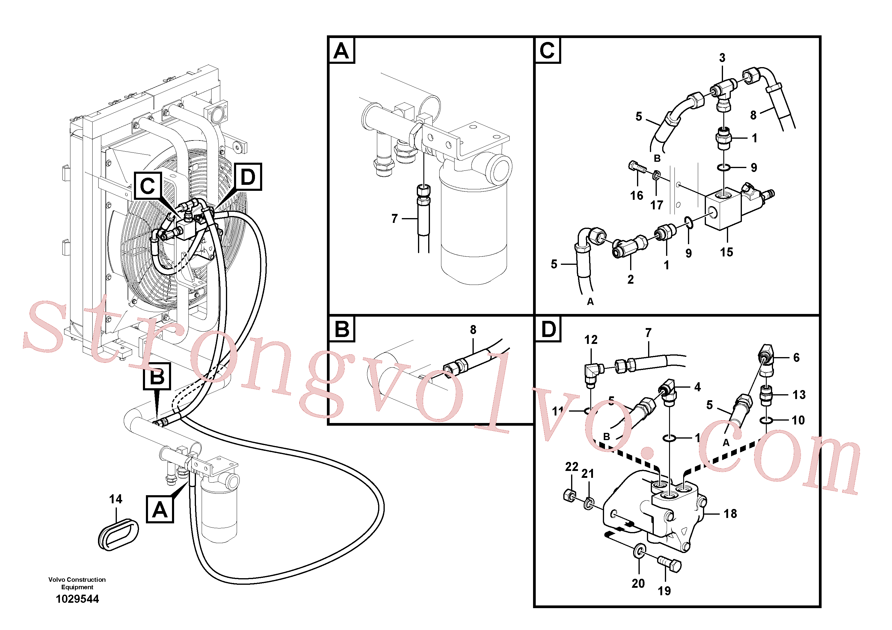SA9412-31060 Volvo Sistema hidráulico, sistema refrigerante do óleo(1029544 Montagem)