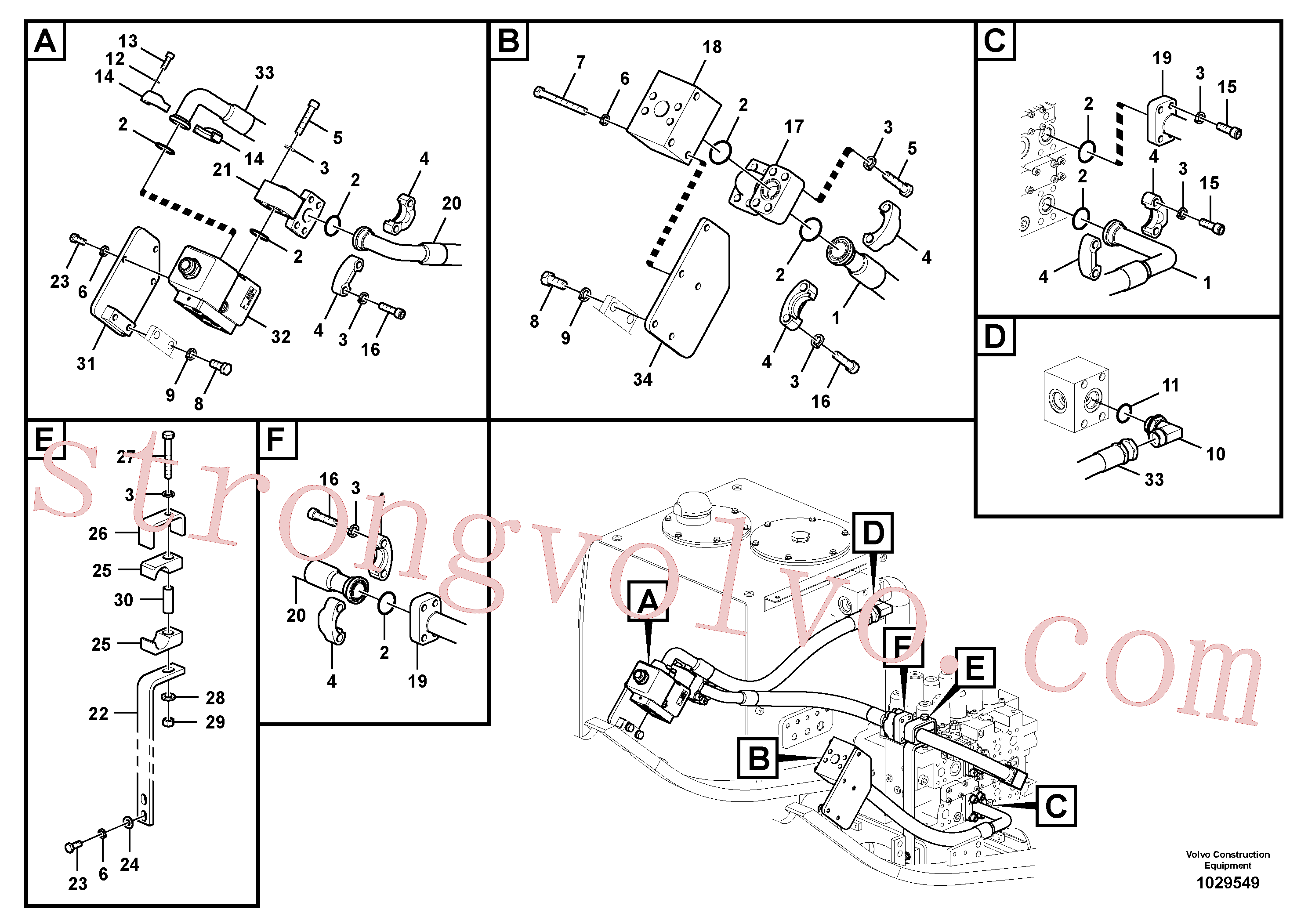 SA9413-11060 Volvo Hidráulica de serviço, martelo e cortador para topo(1029549 Montagem)
