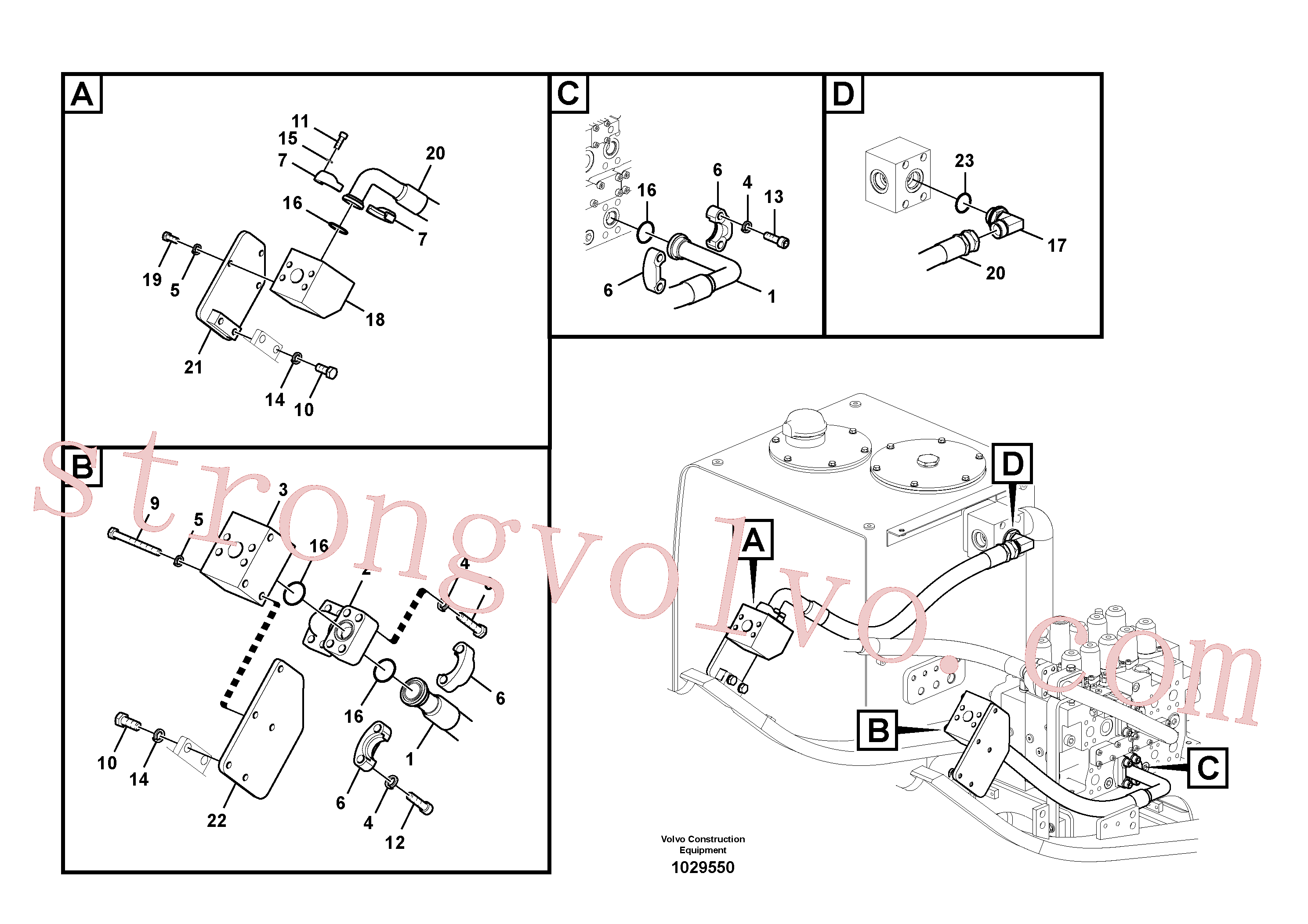 SA9413-11060 Volvo Hidráulica de serviço, martelo e cortador para topo(1029550 Montagem)
