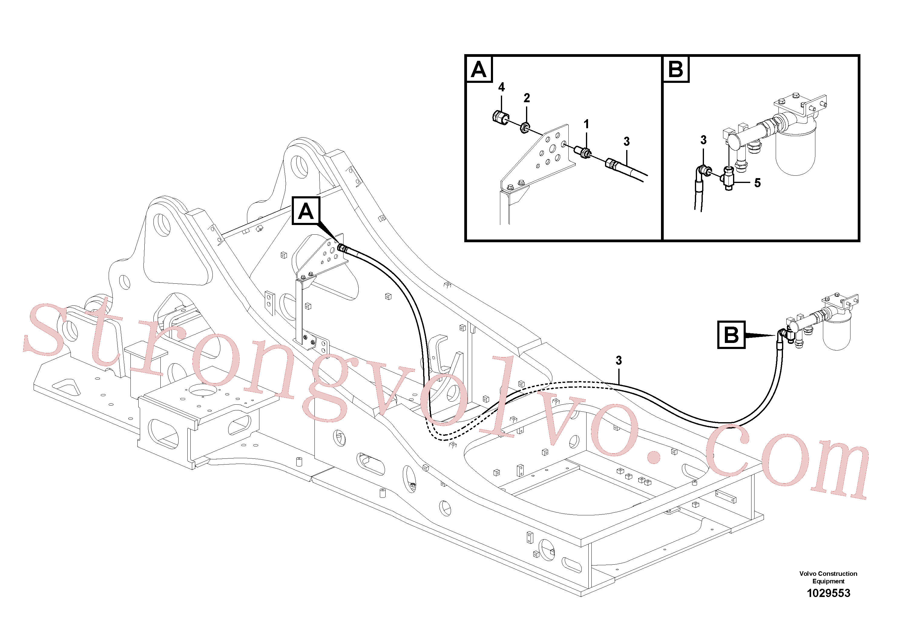 SA9416-11111 Volvo Hidráulica de serviço, fuga de óleo na estrutura superior(1029553 Montagem)