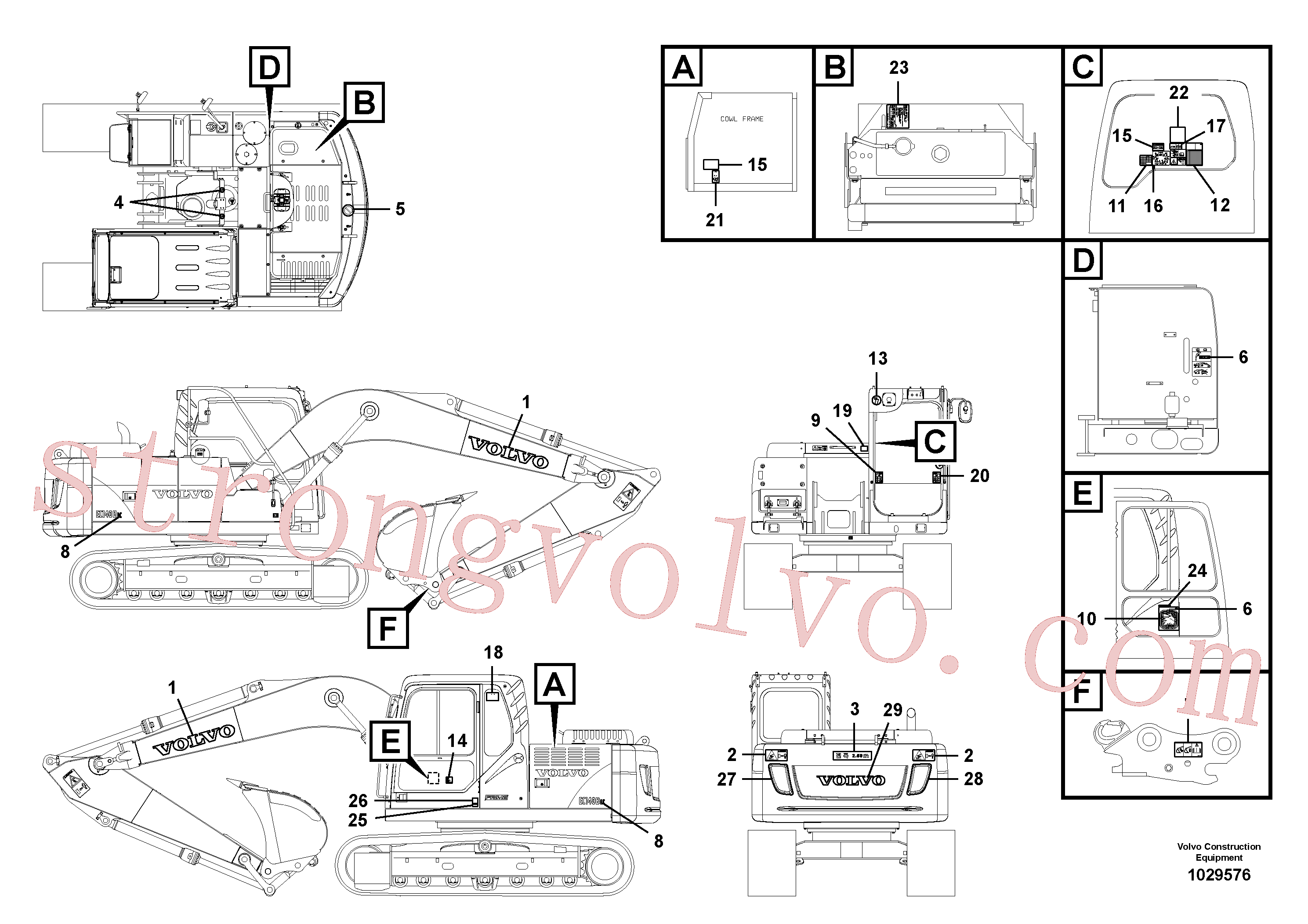 Volvo Acessórios para escavadeira VOE14512077 Decalque Acessórios