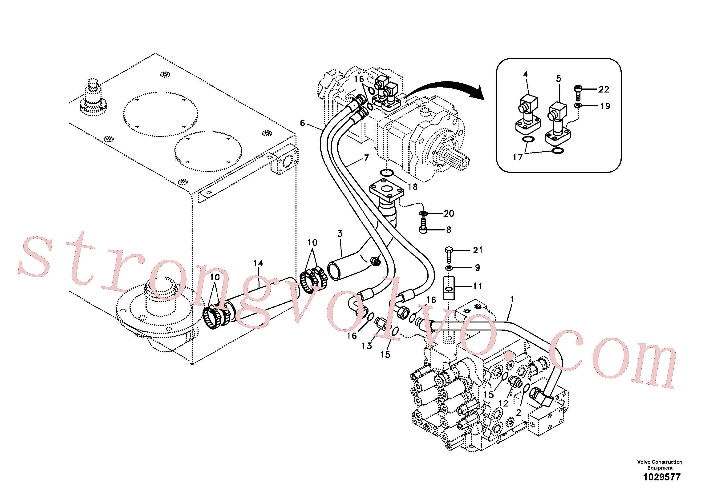VOE14534465 Volvo Sistema hidráulico, tanque hidráulico para a bomba hidráulica(1029577 Montagem)