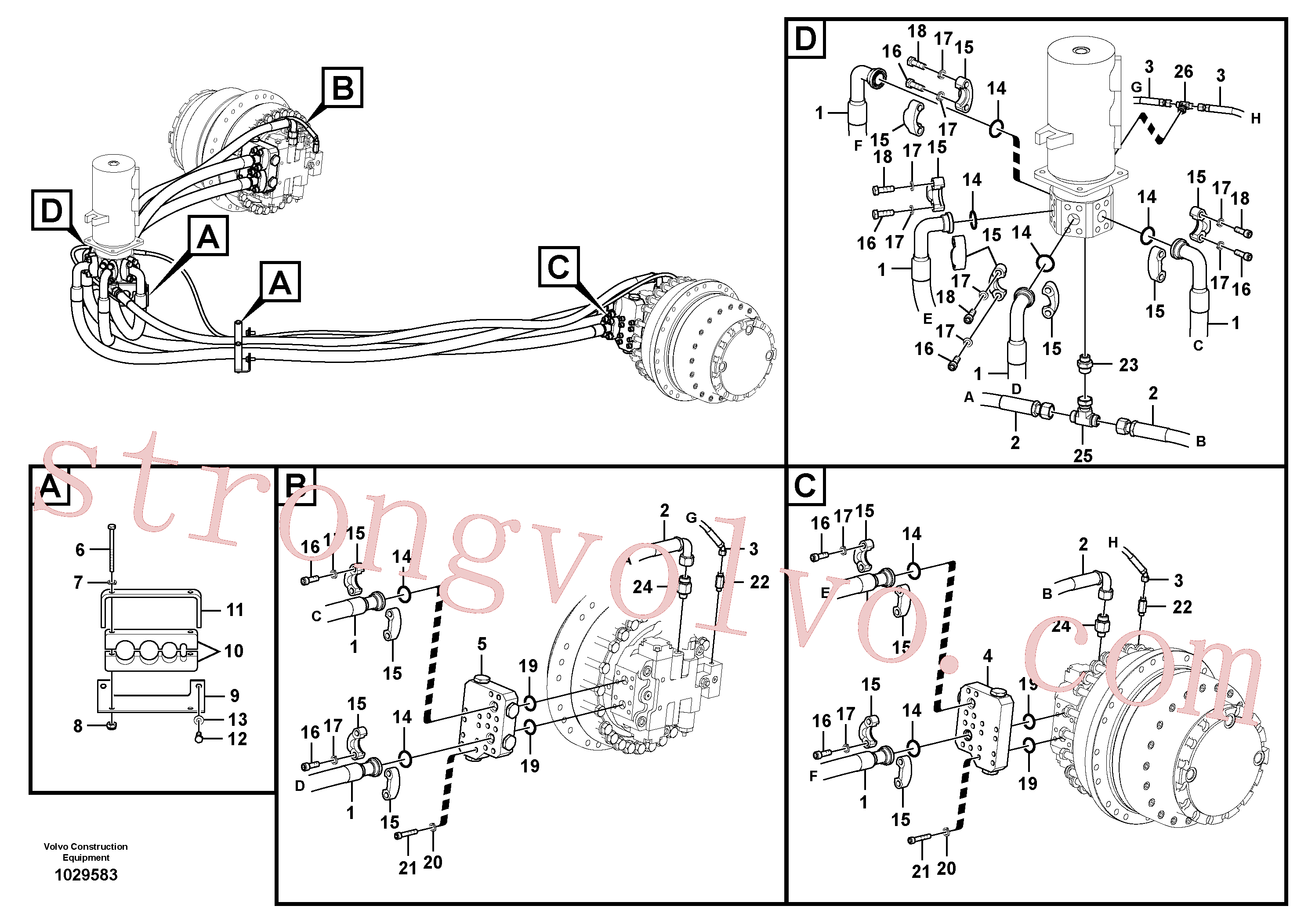VOE984228 Volvo Linha da rótula, rótula ao motor de curso(1029583 Montagem)
