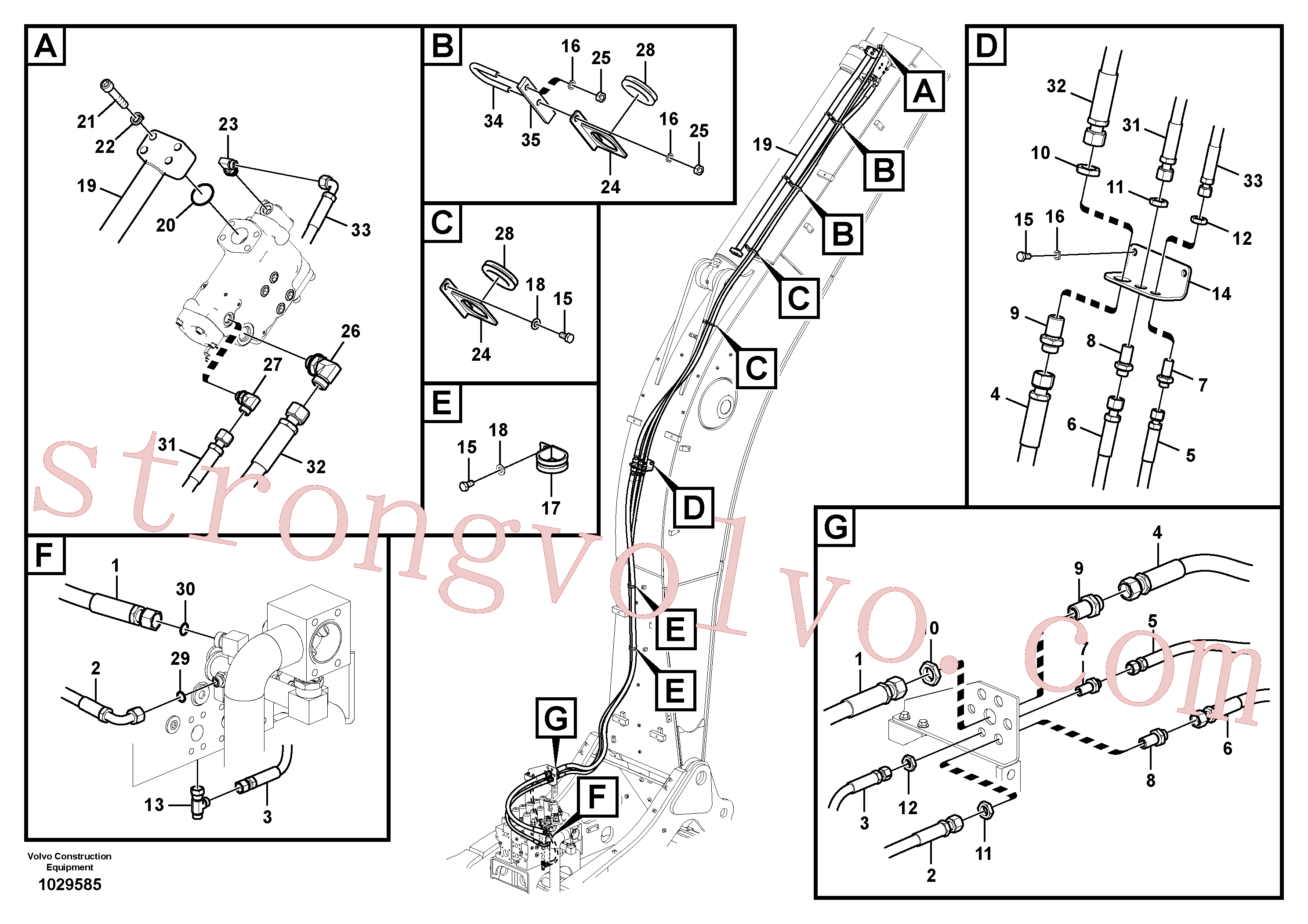 VOE936247 Volvo Hidráulica de serviço, ruptura do braço de afundamento(1029585 Montagem)