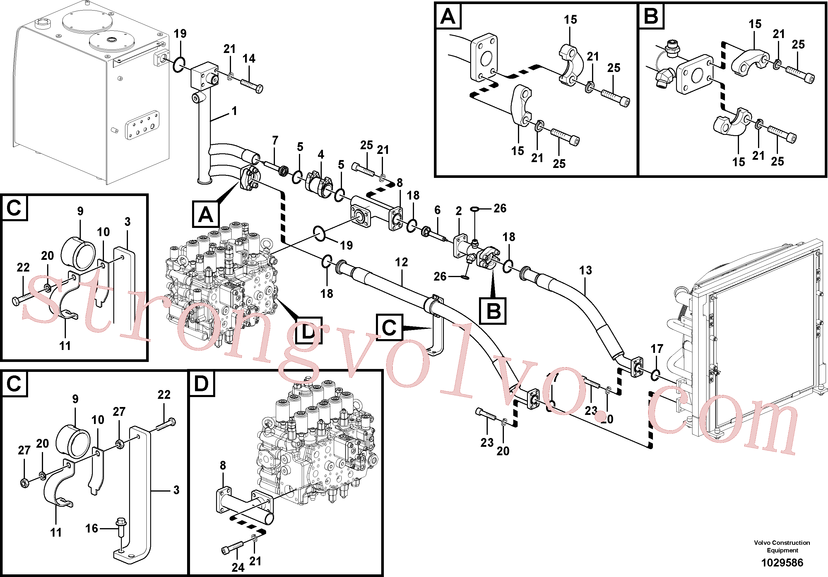 VOE14555860 Volvo Sistema hidráulico, tanque hidráulico para o refrigerador de óleo hidráulico(1029586 Montagem)